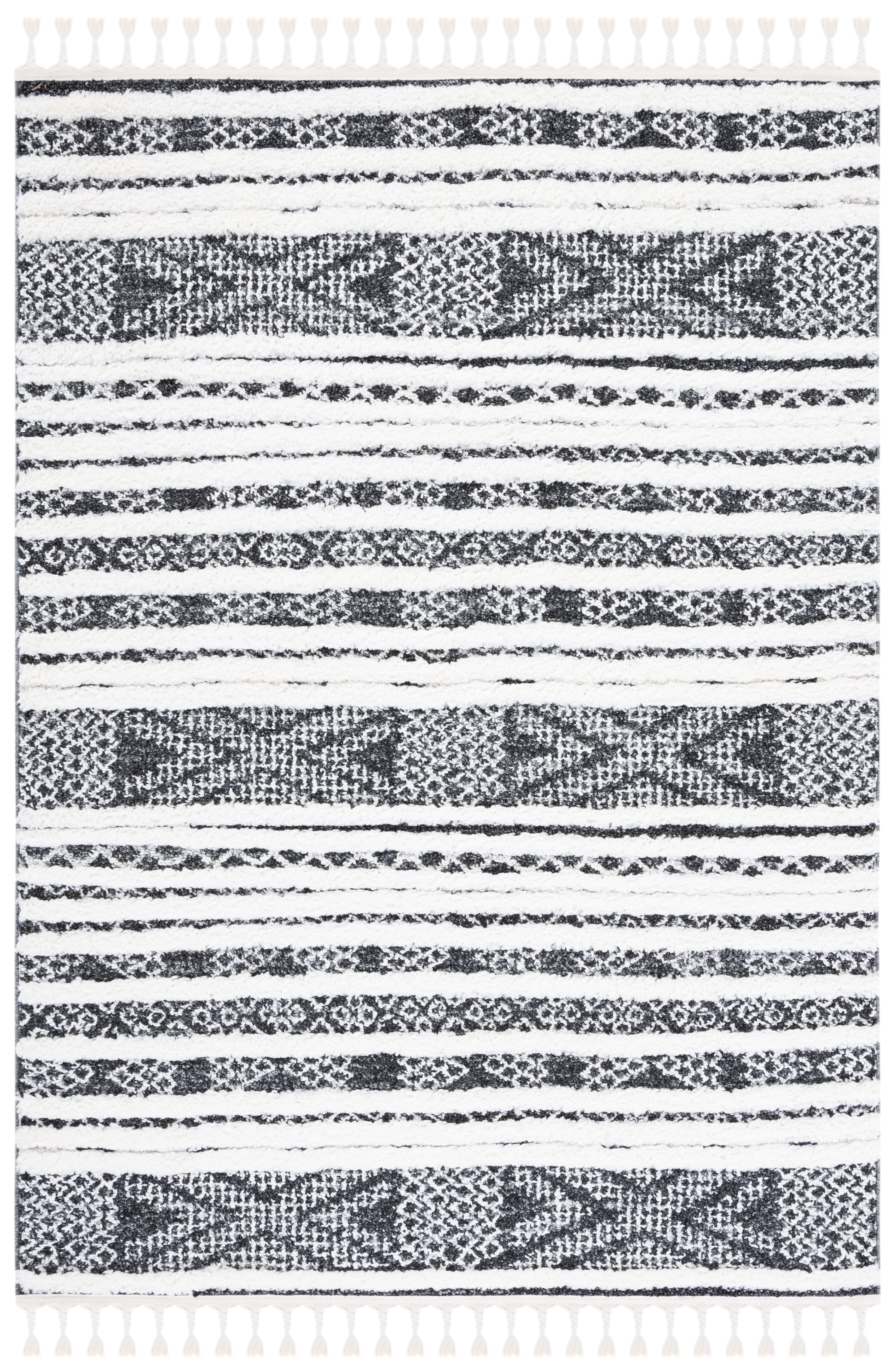 4' x 6' Black Diamond Braided Shag Rug
