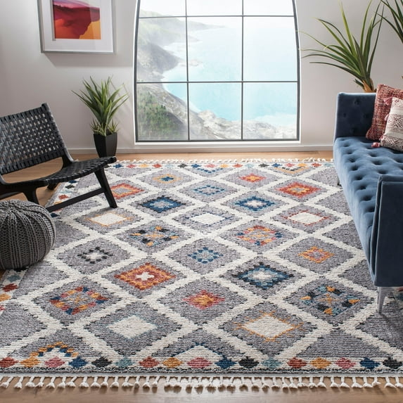 Safavieh Morocco Zowie Geometric Polyester Area Rug, Gray/Multi, 11' x 15'