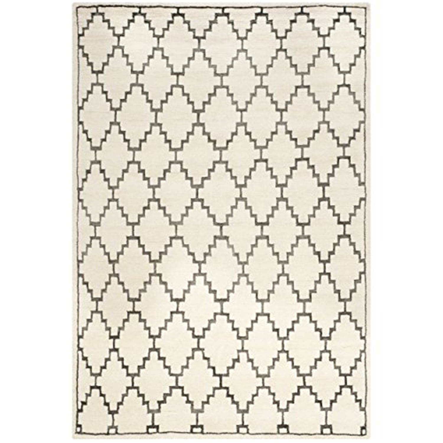 Ivory Elegance 8' x 10' Hand-Knotted Wool & Viscose Rectangular Rug