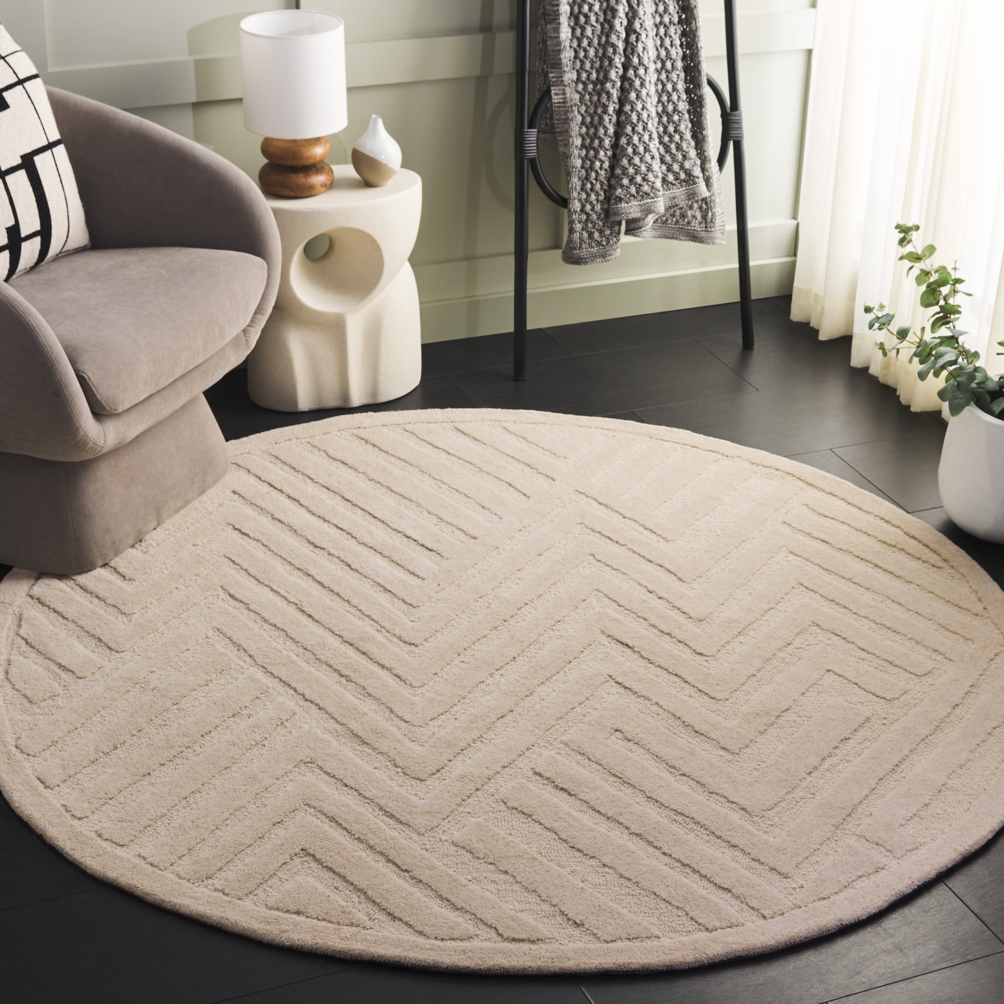 Safavieh Mykonos Evren Diamond Area Rug, Ivory, 6' x 6' Round