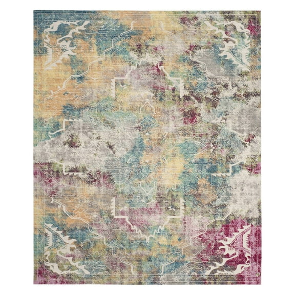 Safavieh  Mystique Danira Oriental Polyester Rug Multi 6'7" x 6'7" Square 6' Square Indoor Living Room, Bedroom Square