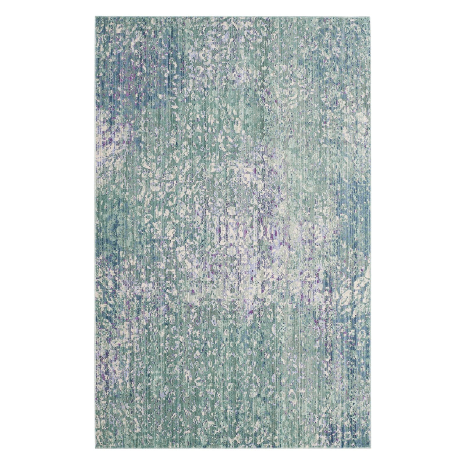 Mystique Blue and Multicolor Abstract Synthetic Area Rug