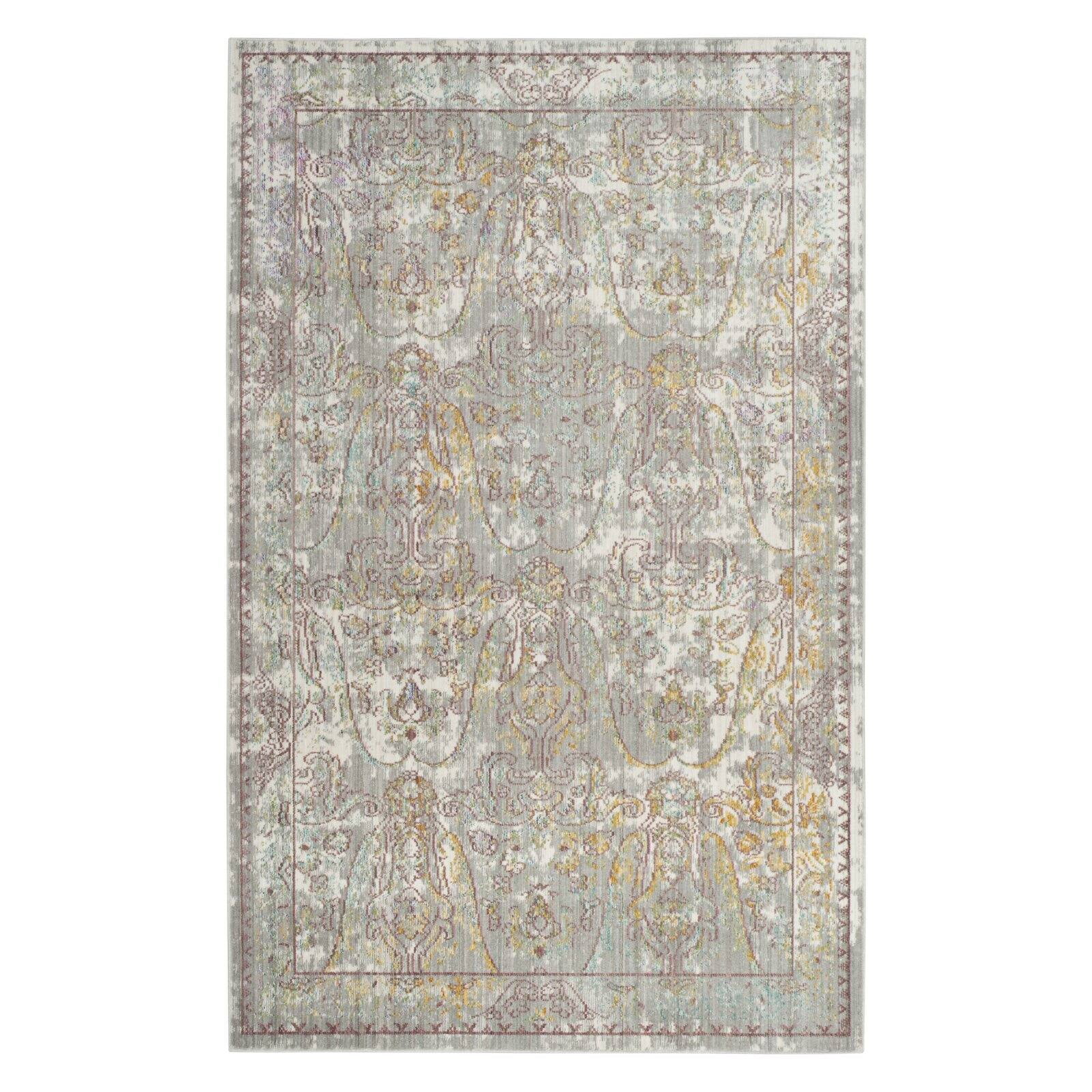 Mystique Grey and Multi-Color 8' x 10' Synthetic Abstract Area Rug