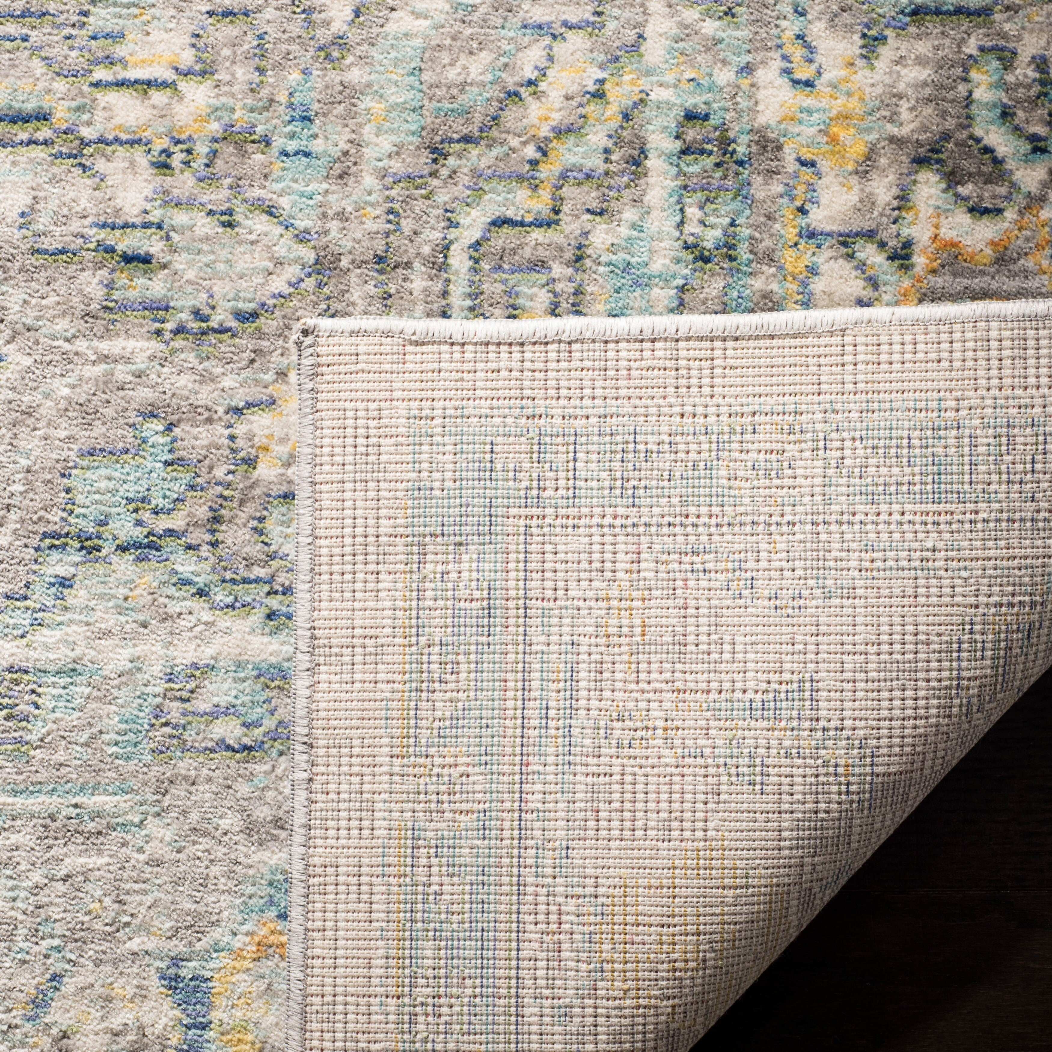Mystique Gray and Multicolor Abstract Synthetic Area Rug