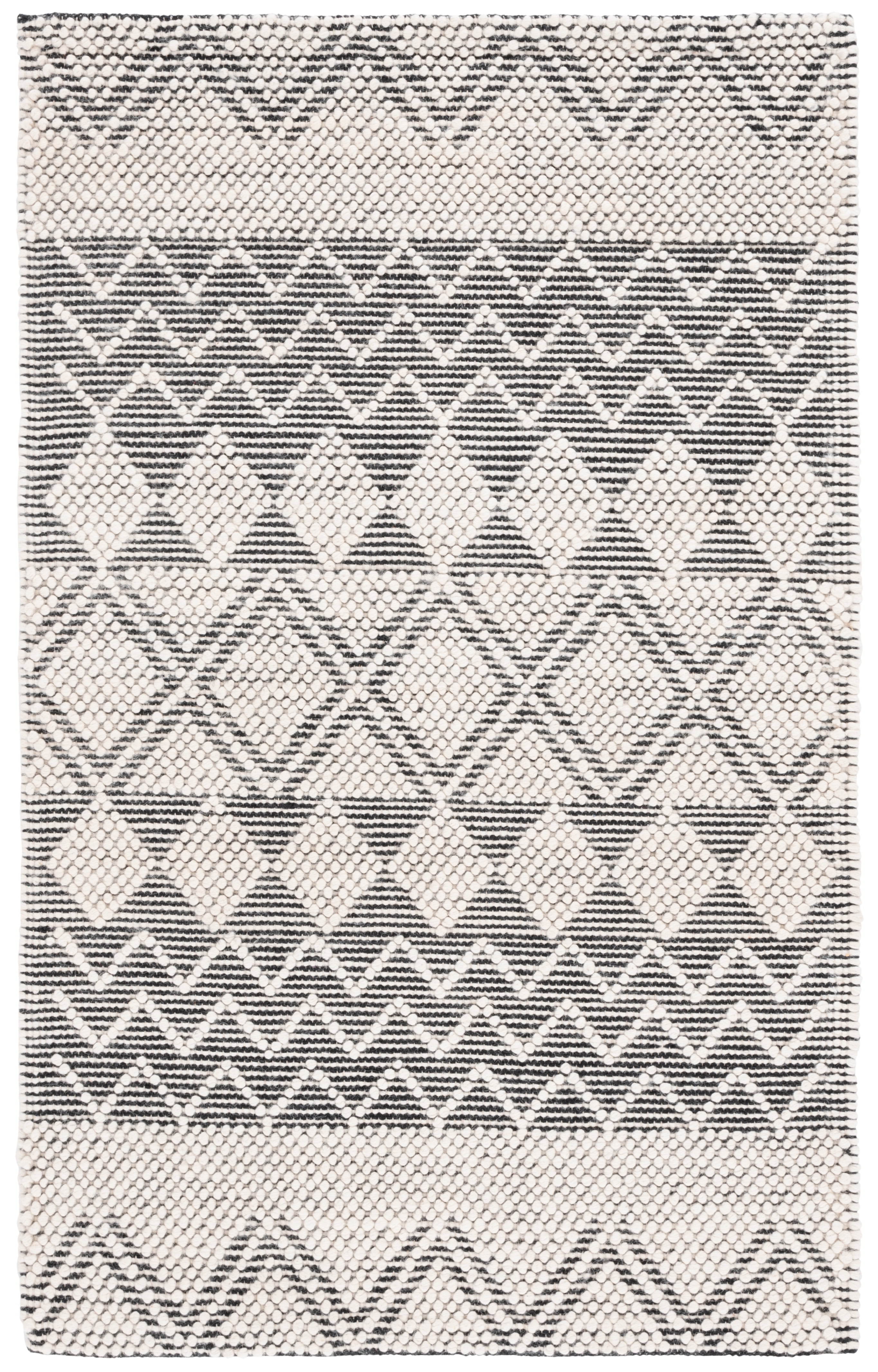 Black and Ivory Hand Tufted Wool 3' x 5' Area Rug