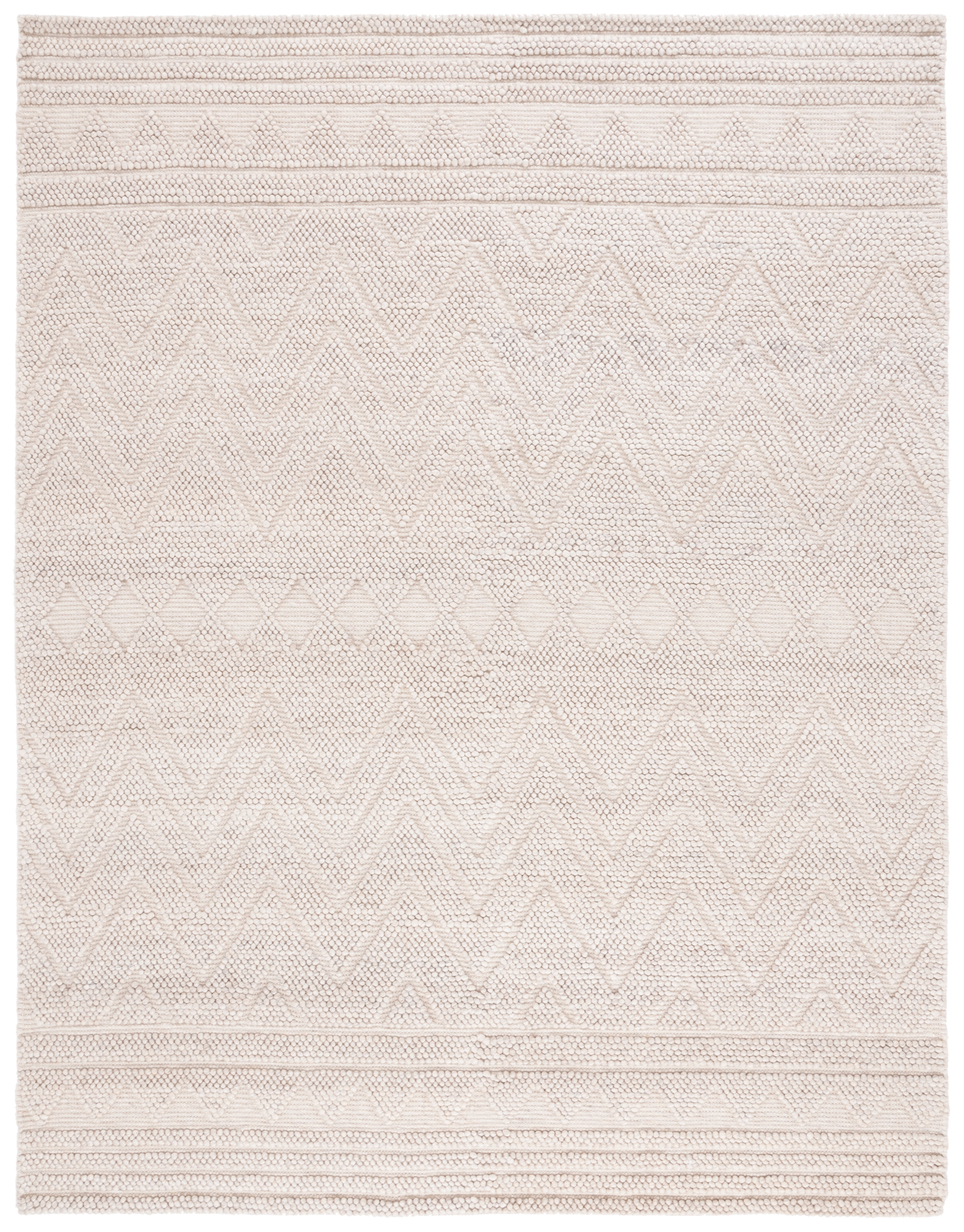 Beige Flat Woven Handmade Wool 8' x 10' Area Rug