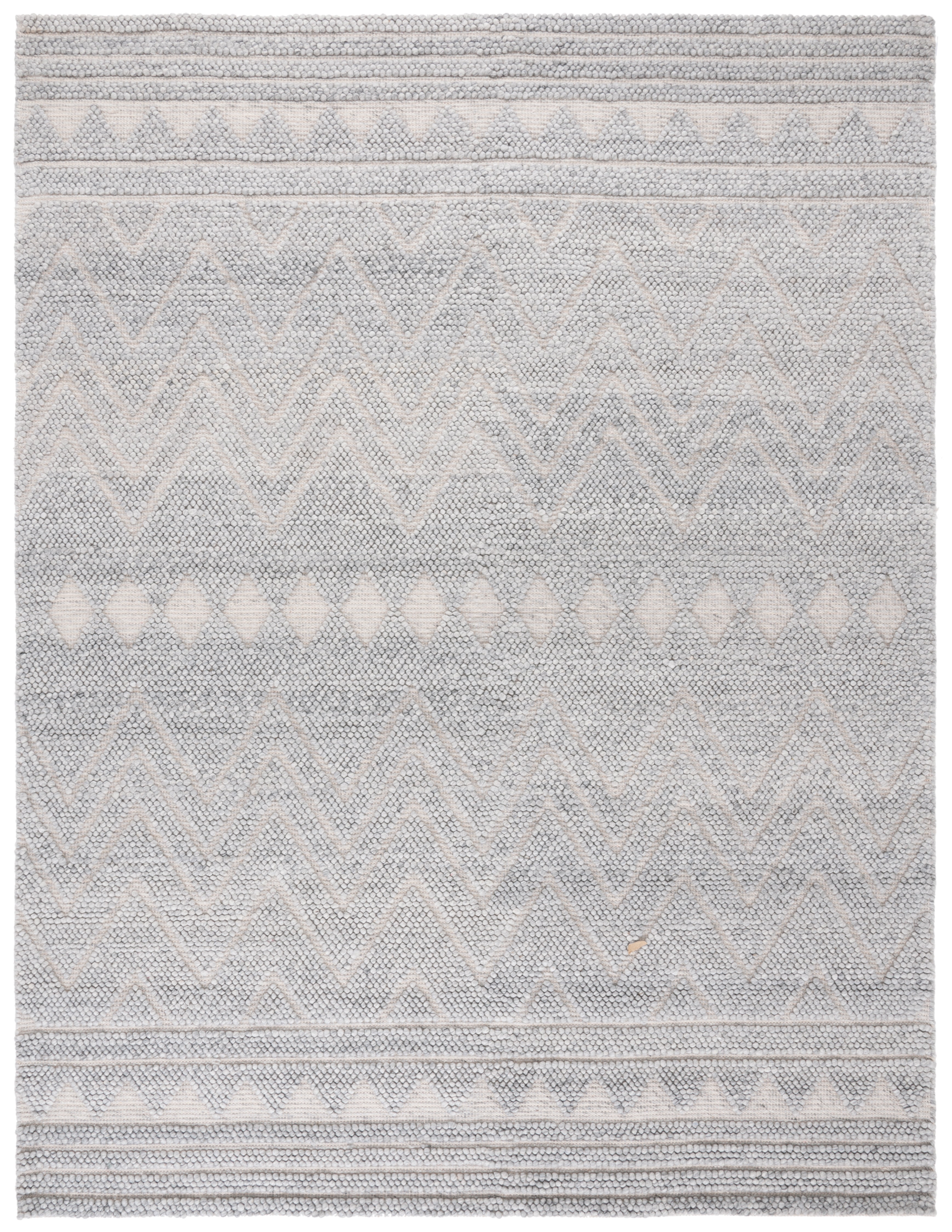 Handwoven Gray Mosaic Textured Wool Rug 8' x 10'