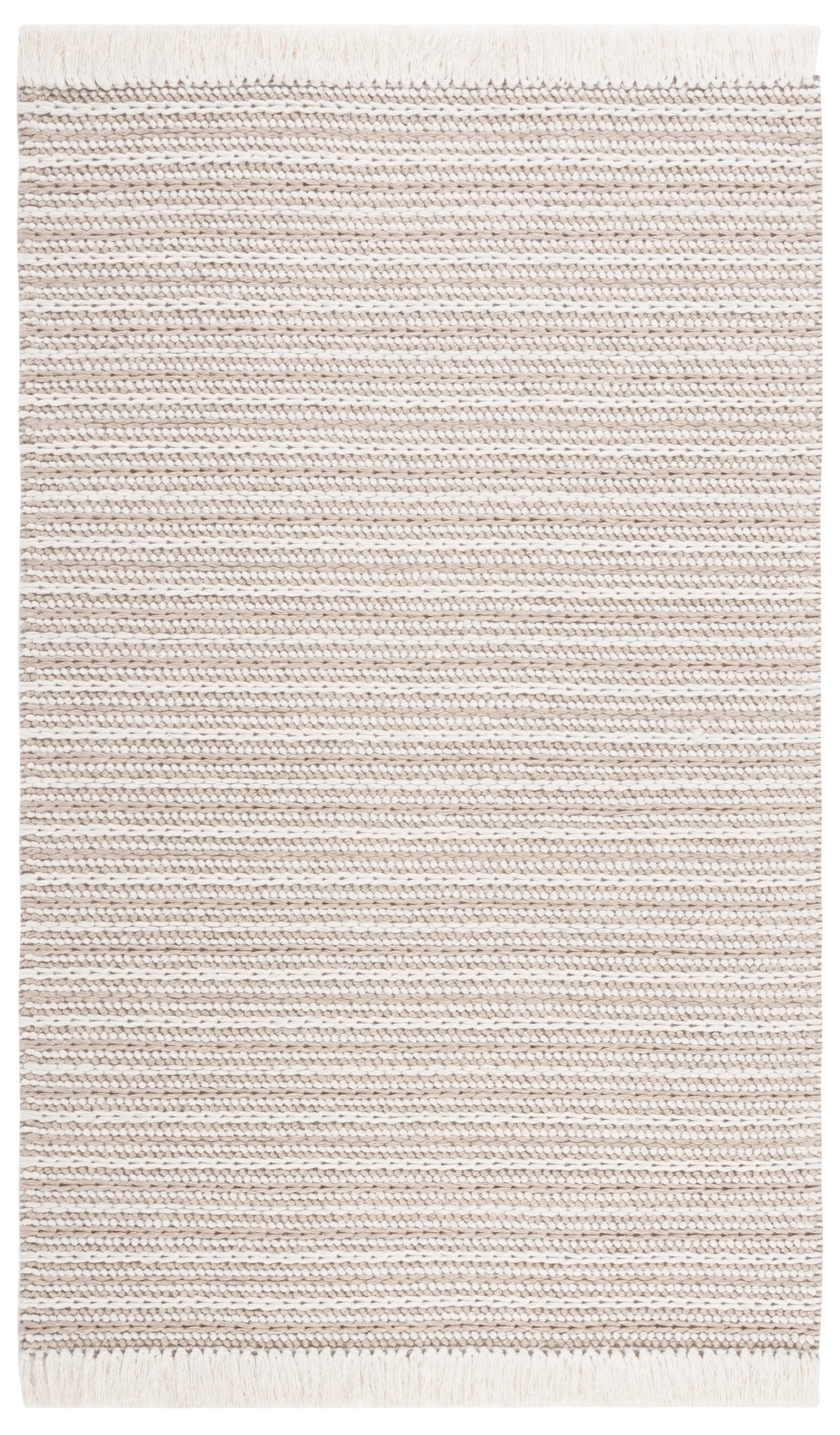 Handwoven Ivory Wool Square Area Rug, 4' x 6'