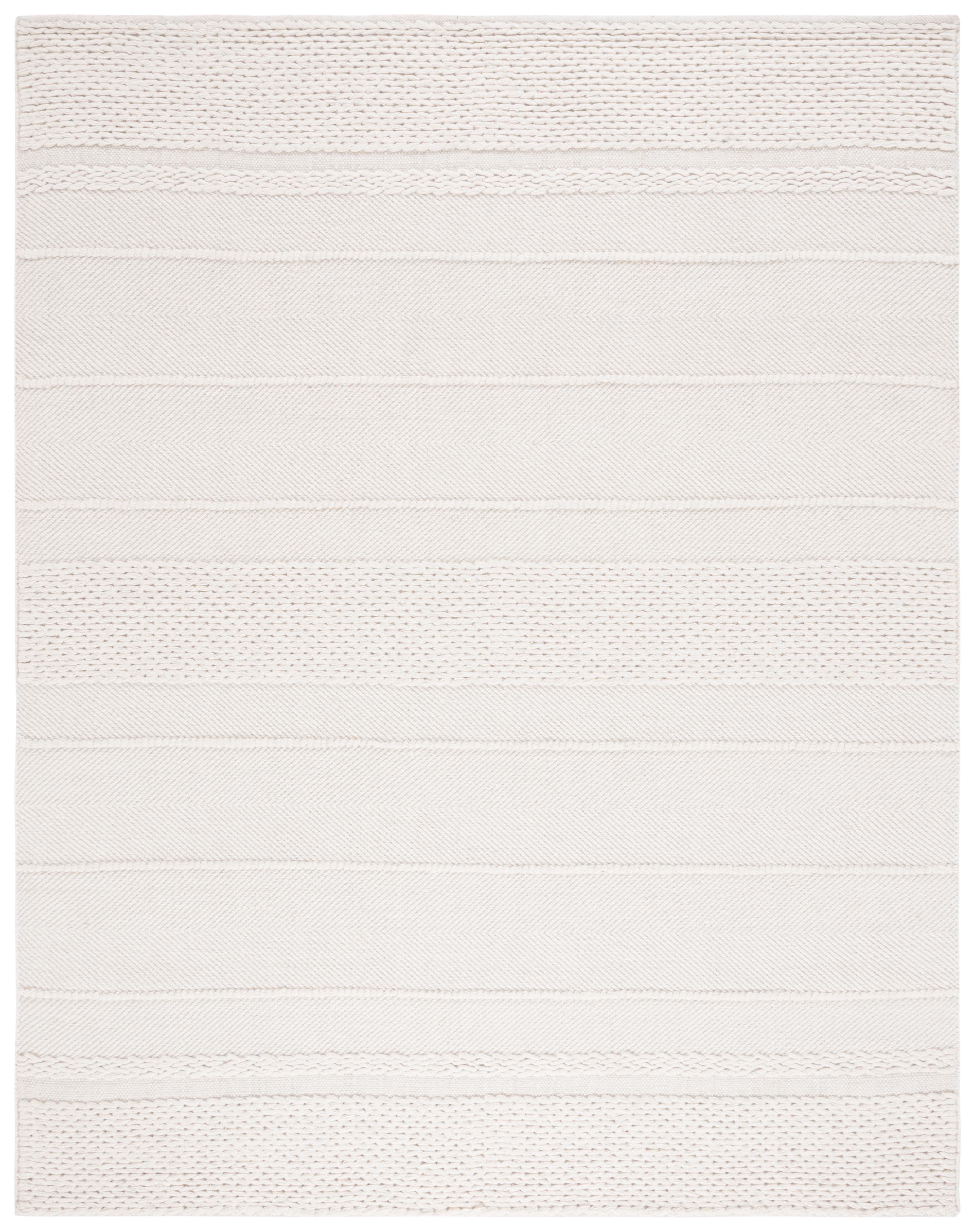 Ivory Flat Woven Handmade Wool 8' x 10' Area Rug