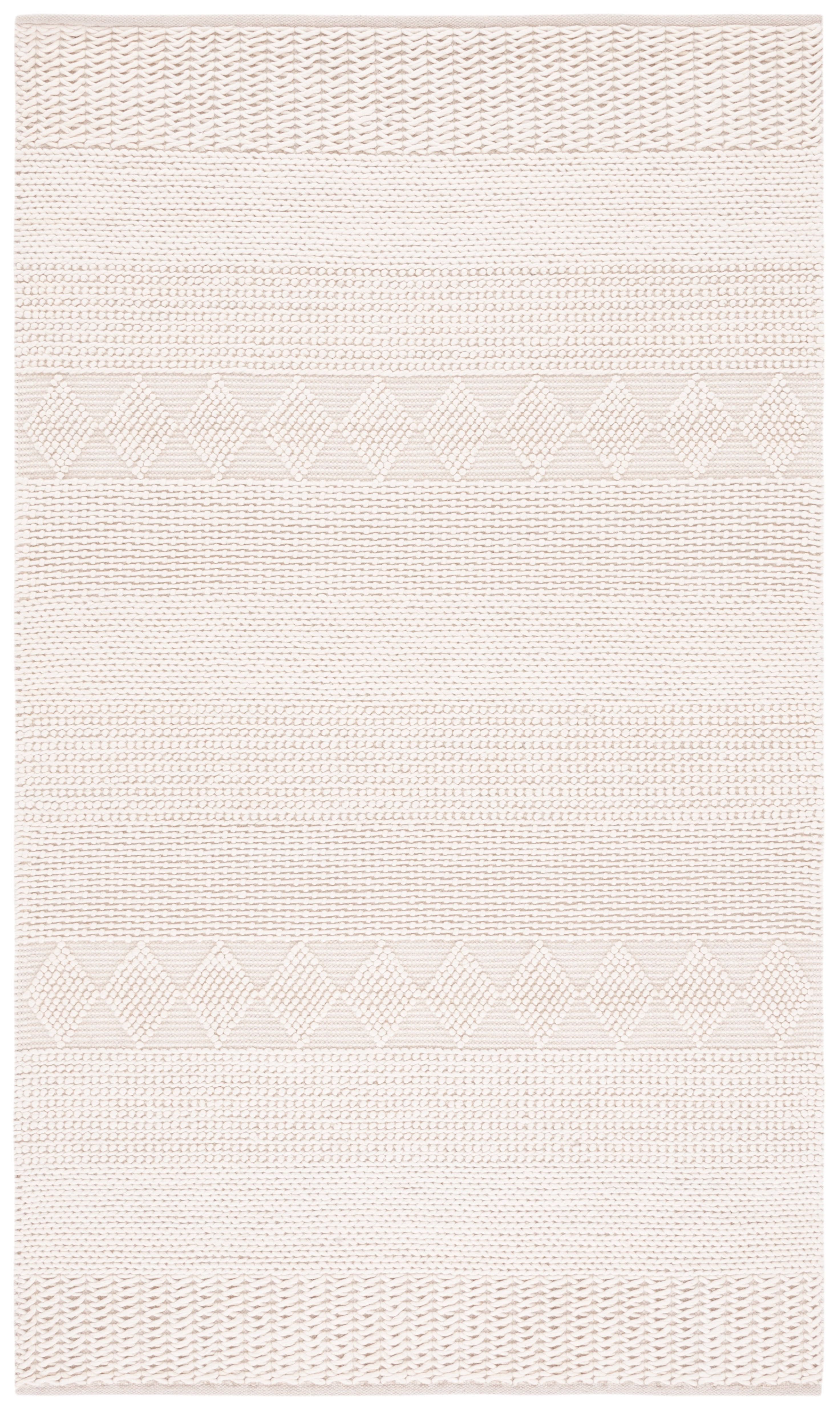 Ivory Flat Woven Hand-Tufted Wool Area Rug, 5' x 8'