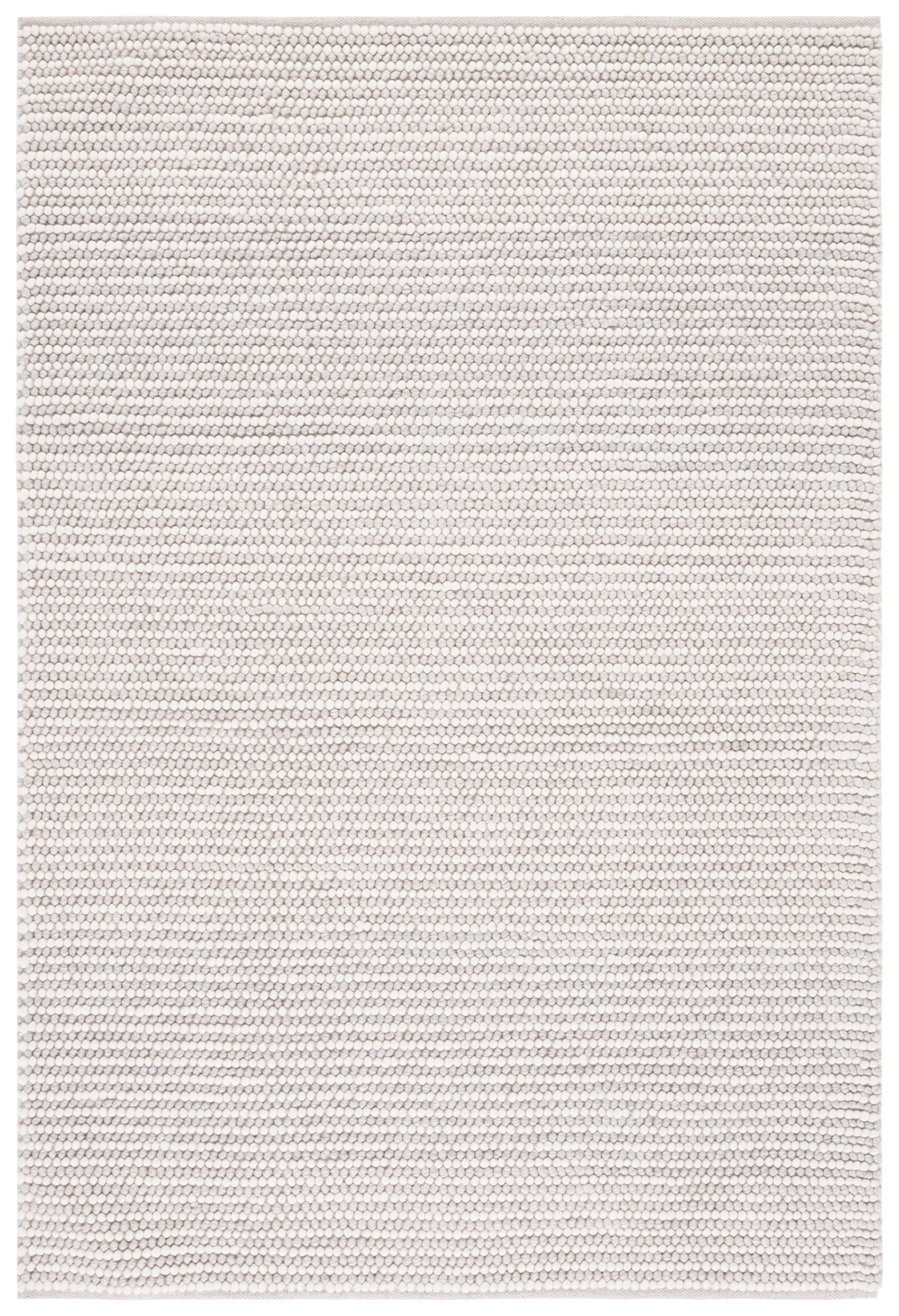 Ivory Beige Round Flat Woven Wool Handmade Rug