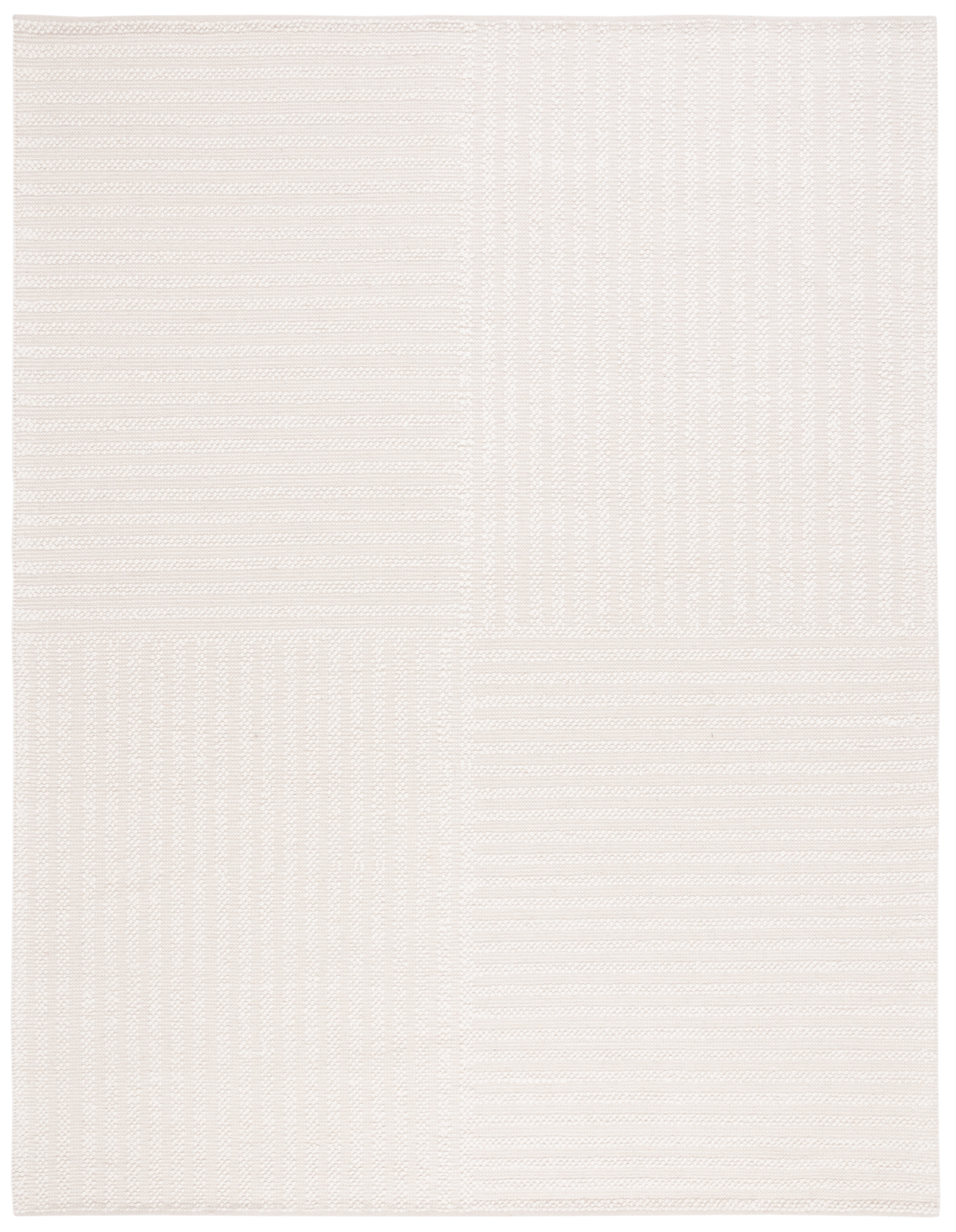Ivory Flat Woven Handmade Wool Area Rug, 8' x 10'