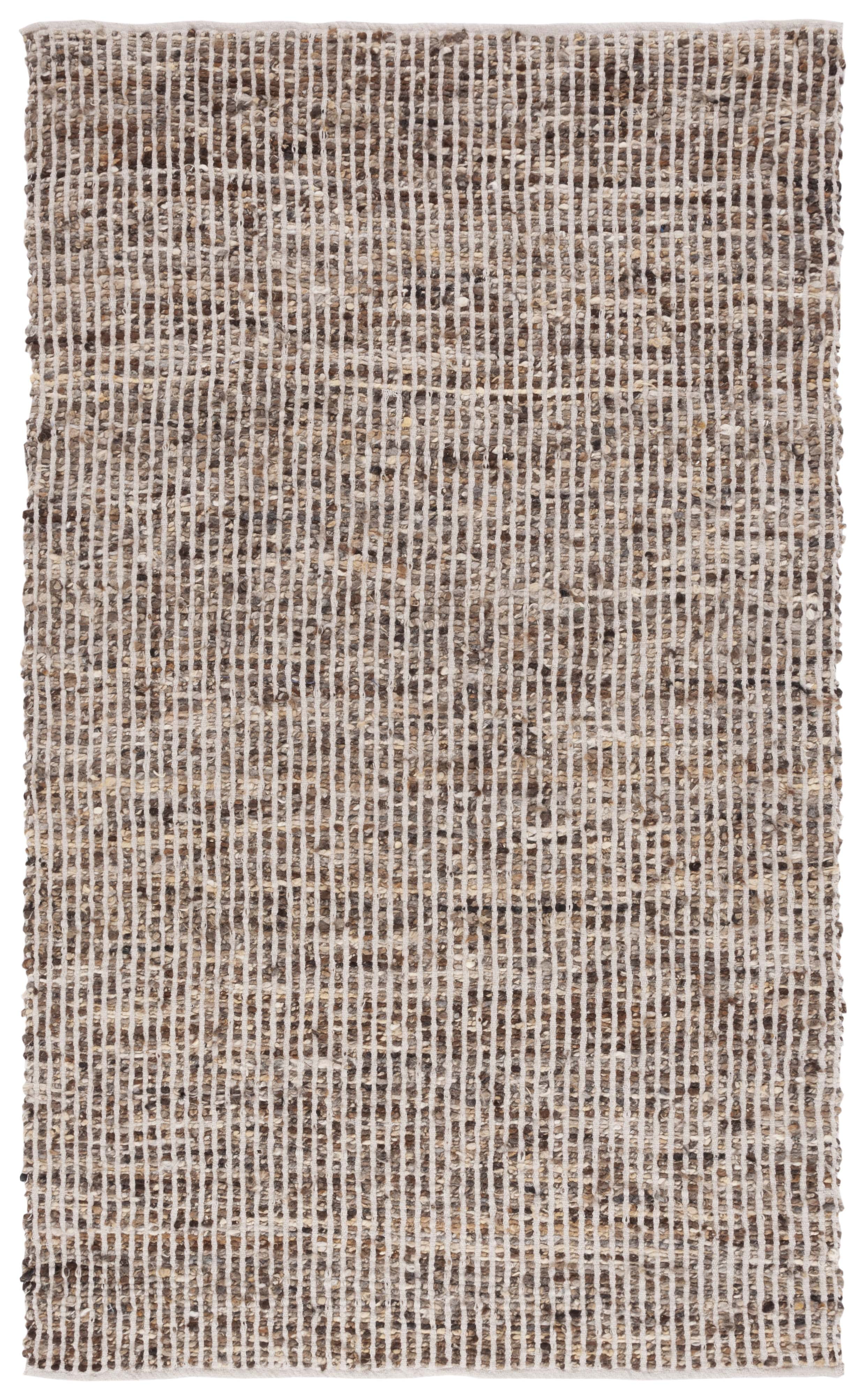 Ivory and Taupe 3' x 5' Handmade Wool Flat Woven Area Rug