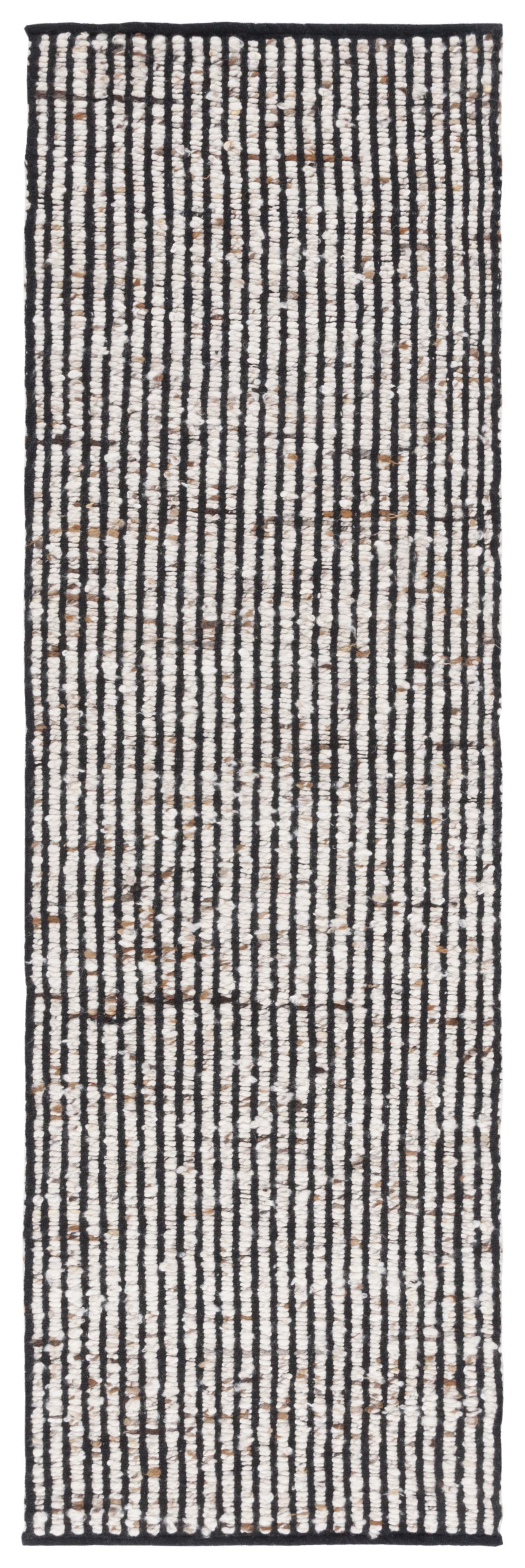 Natura Black and Ivory Flat Woven Wool Runner Rug