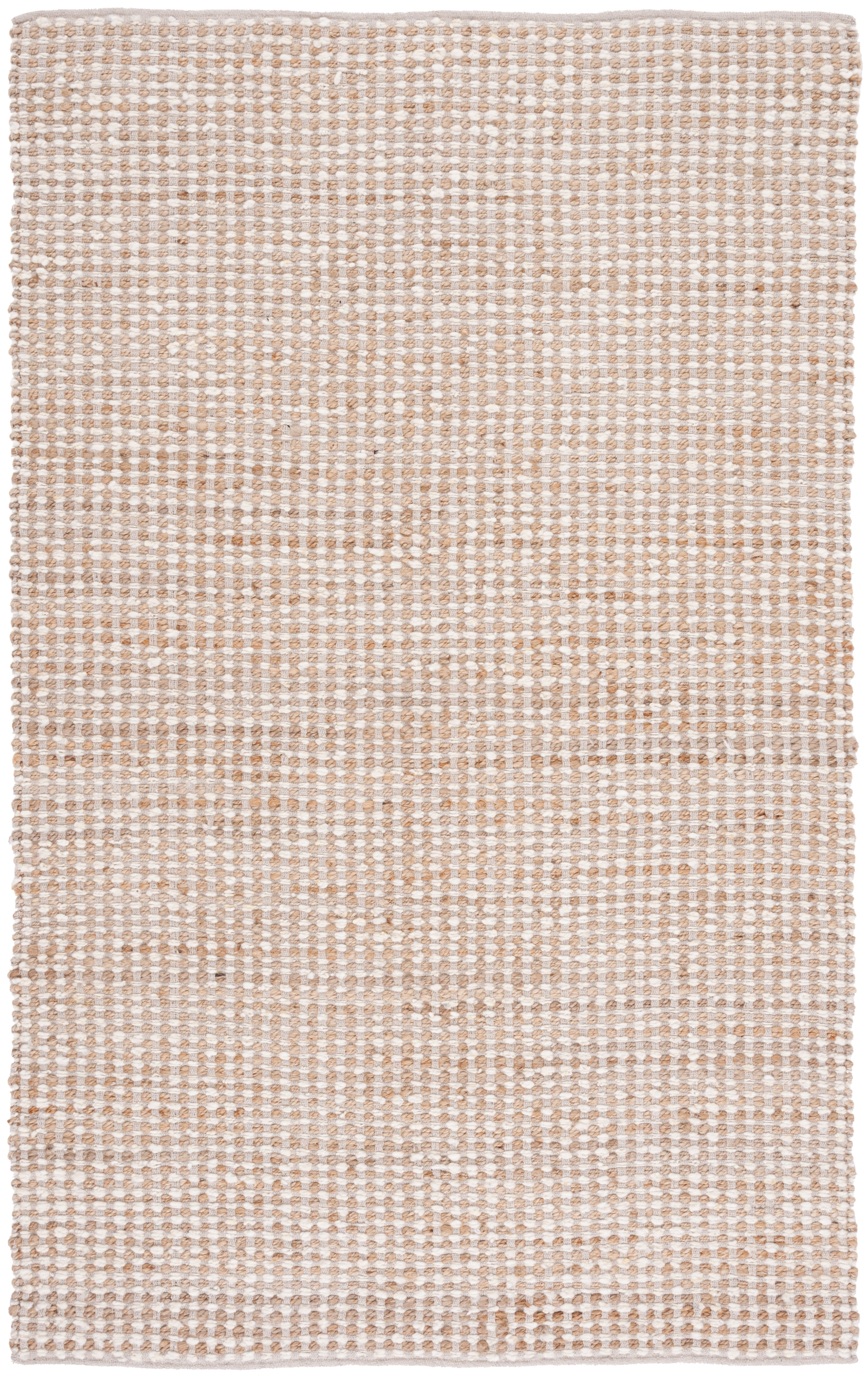 Beige and Ivory Flat Woven Wool Round Rug