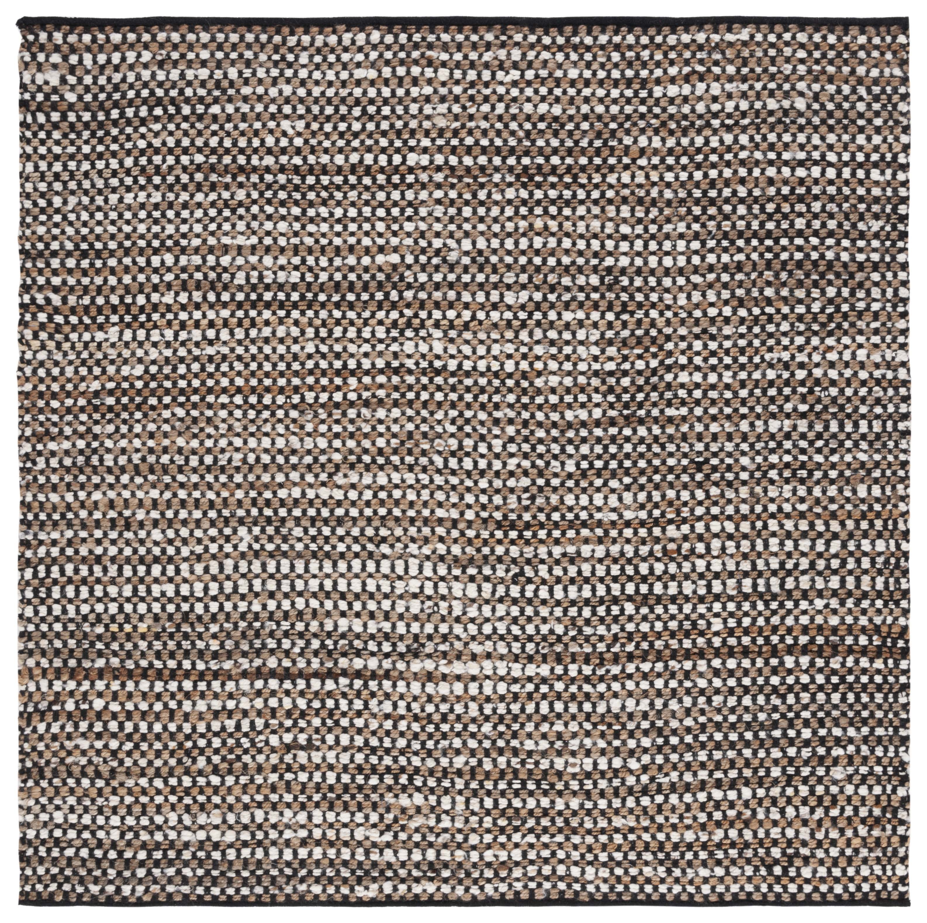 Natura Black and Ivory 6' x 6' Square Wool Rug