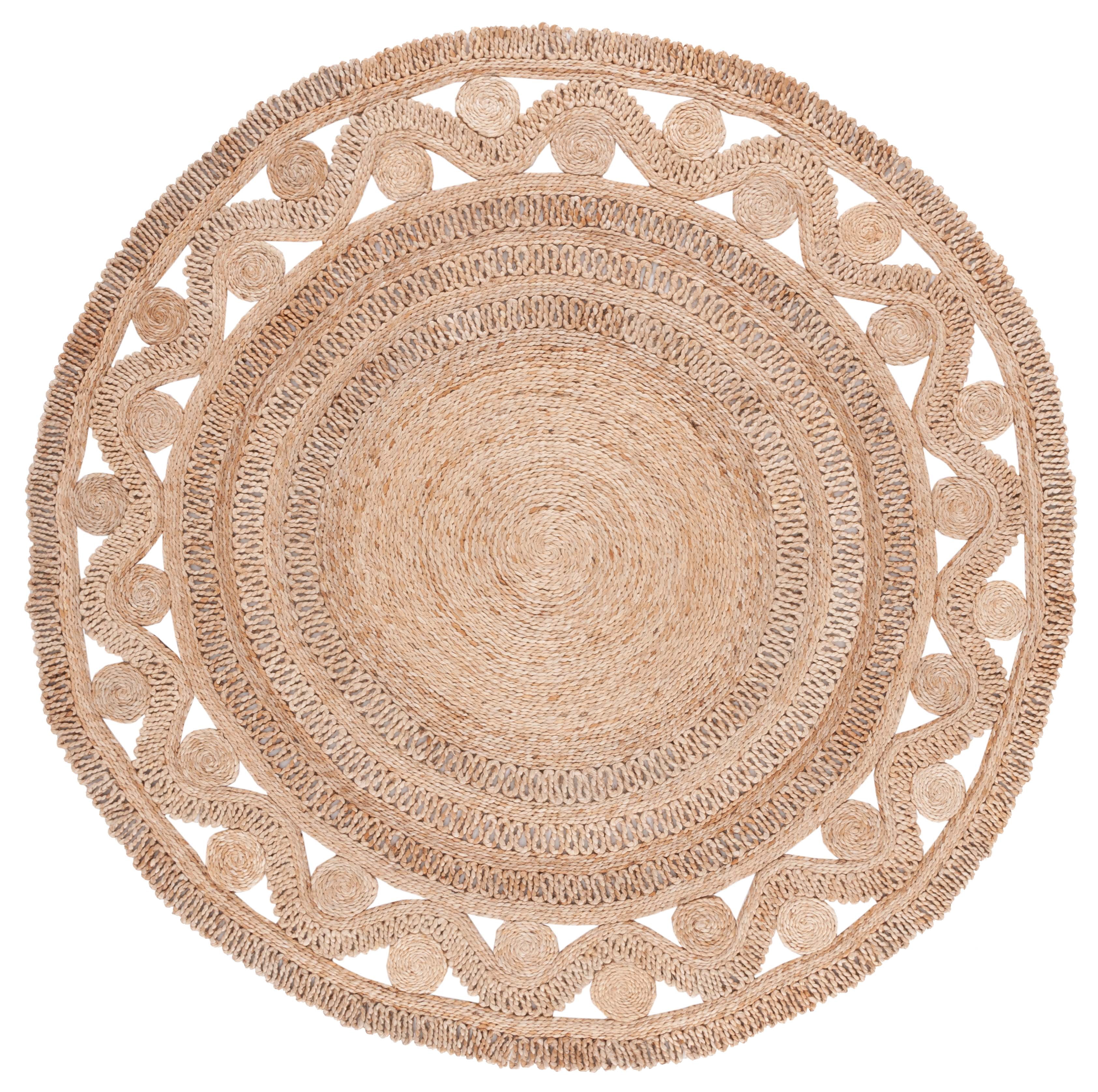 SAFAVIEH Natural Fiber Korrine Geometric Area Rug, Natural, 6' x 6' Round