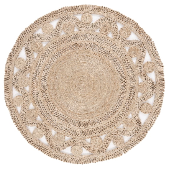 SAFAVIEH Natural Fiber Korrine Geometric Area Rug, Natural, 5' x 5' Round