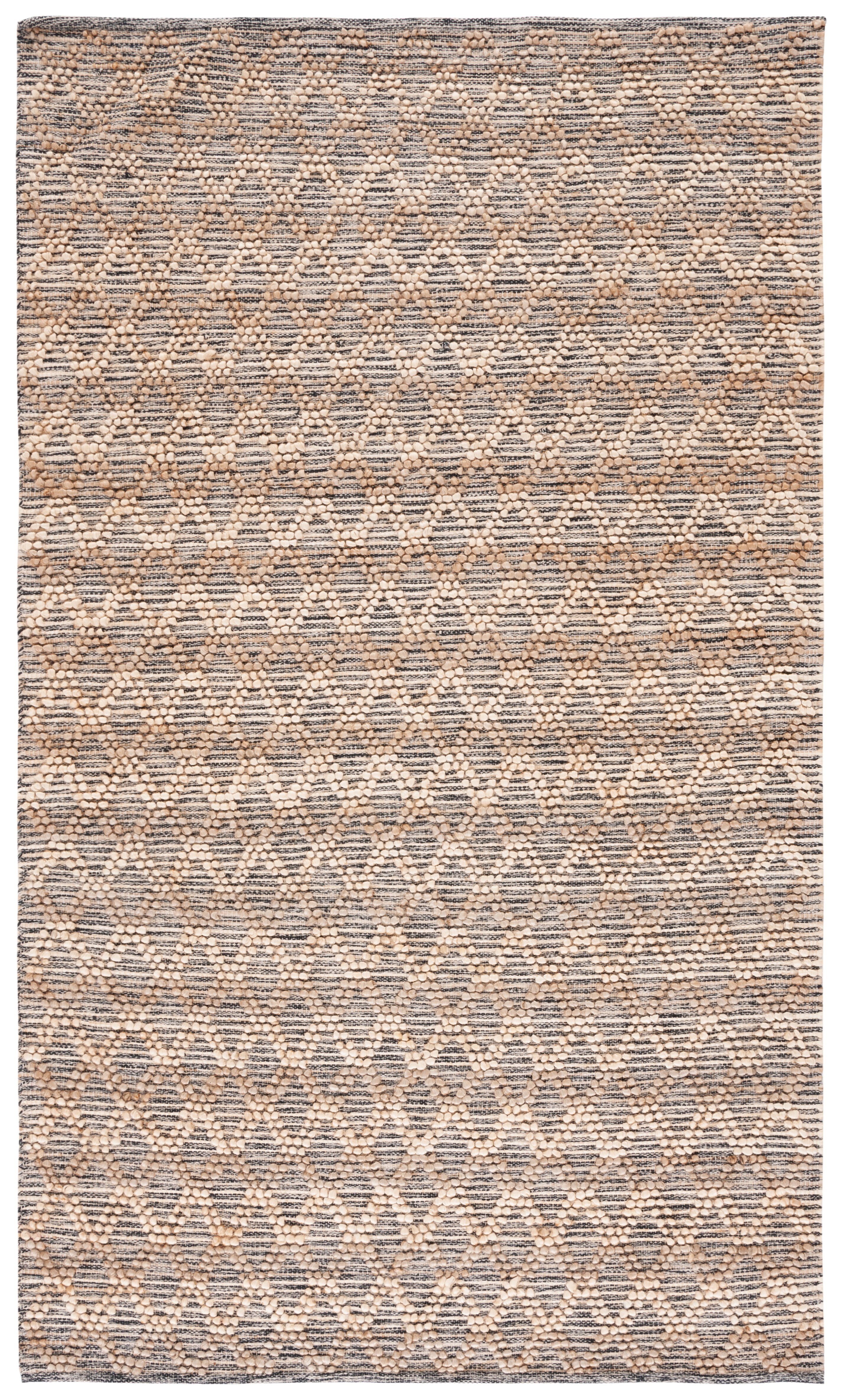 Handmade Natural Fiber Flat Weave Area Rug in Light and Dark Grey
