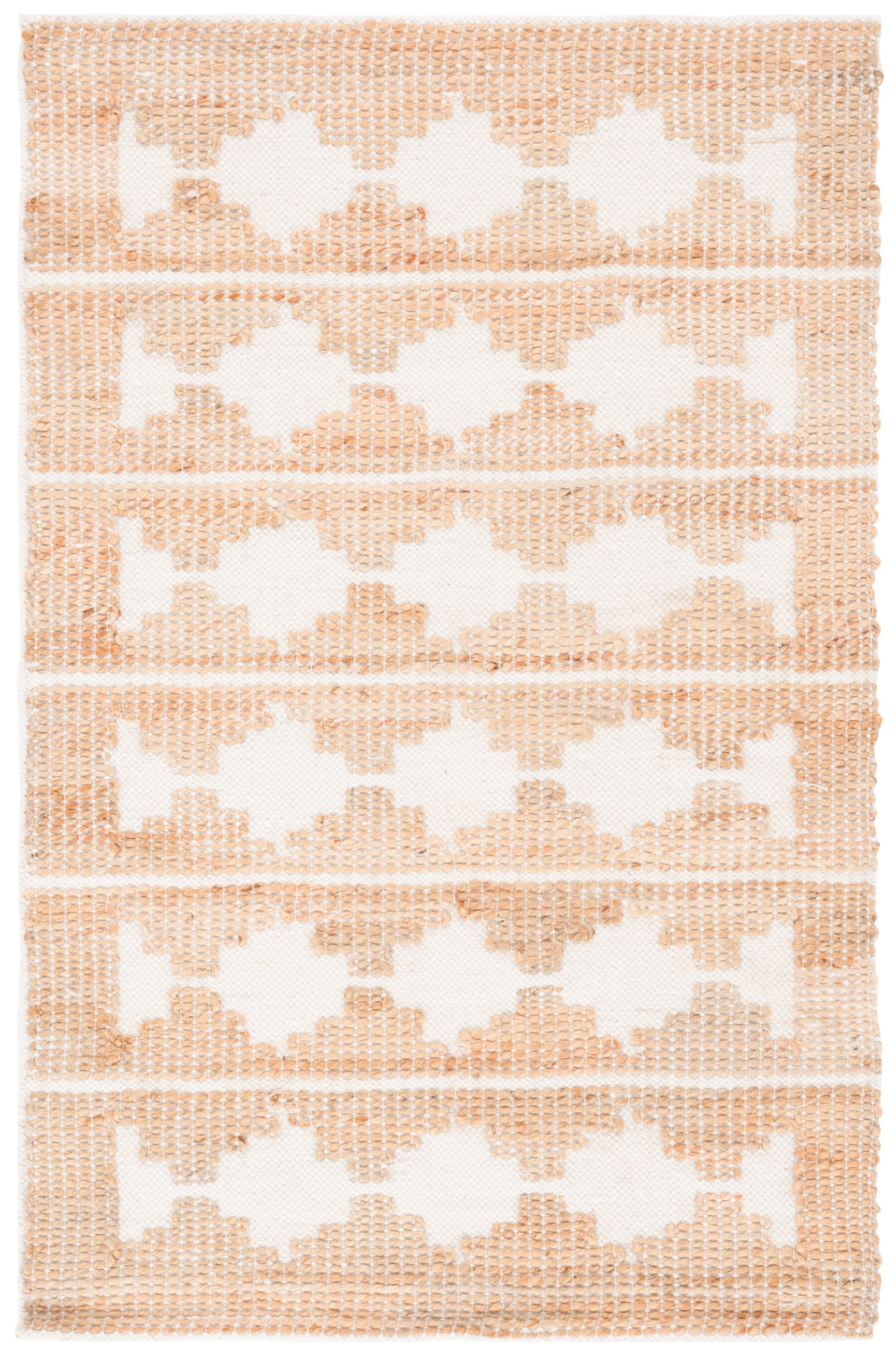 Ivory and Natural Hand-Knotted Wool Area Rug, 3' x 5'
