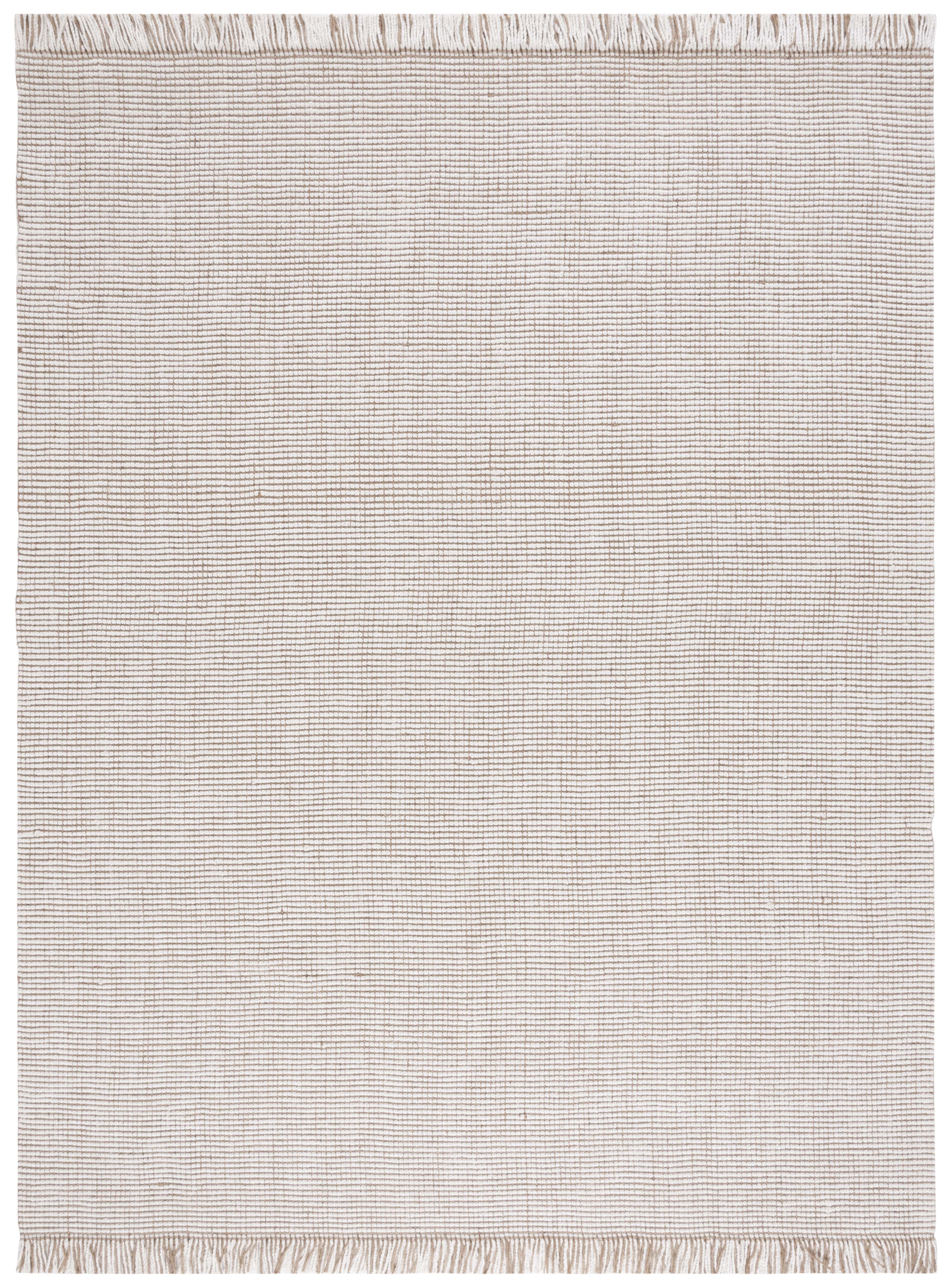 Ivory and Natural Flat Woven Wool Area Rug, 9' x 12'