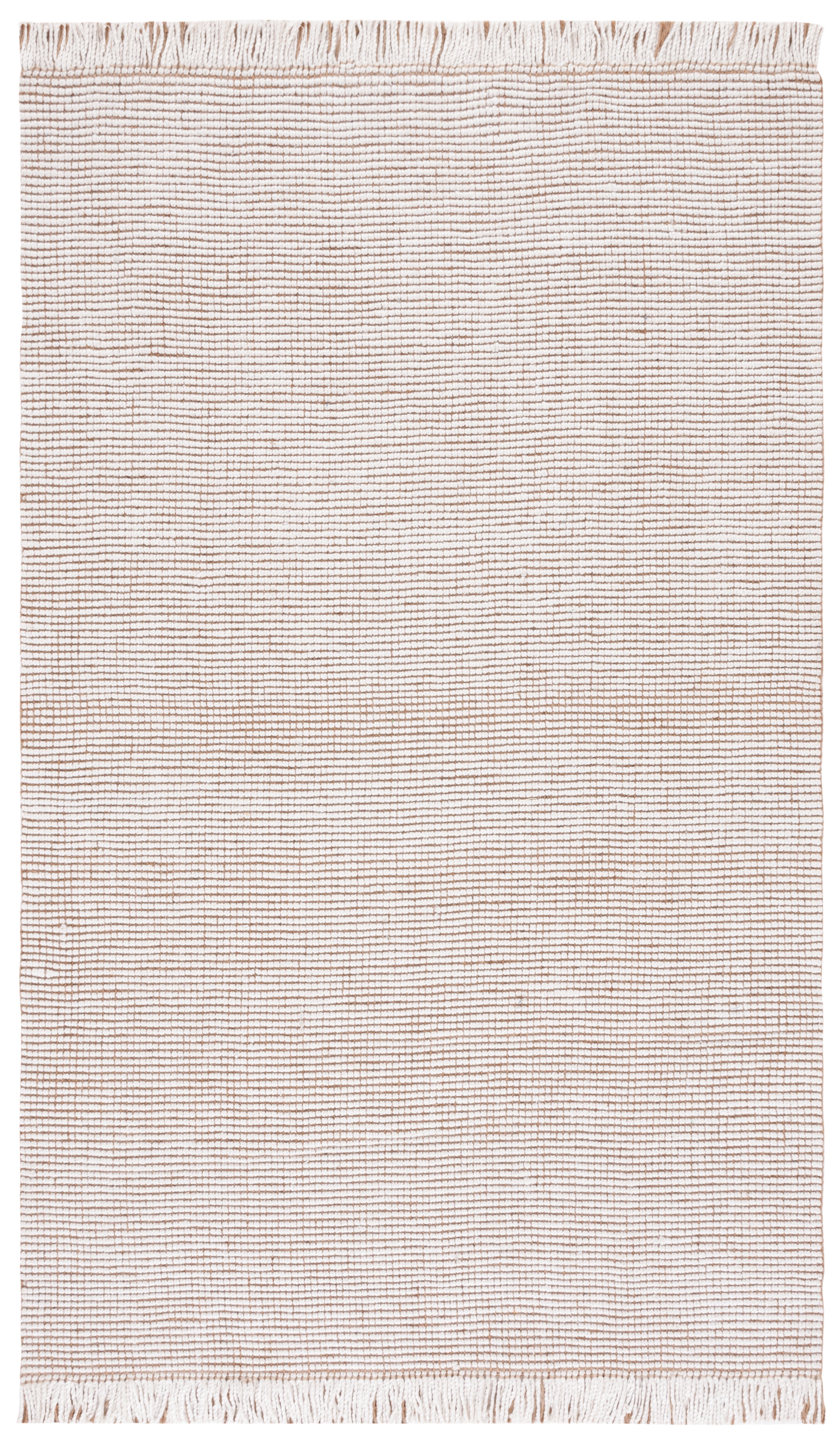 Ivory and Natural Hand-Woven Wool and Jute Area Rug
