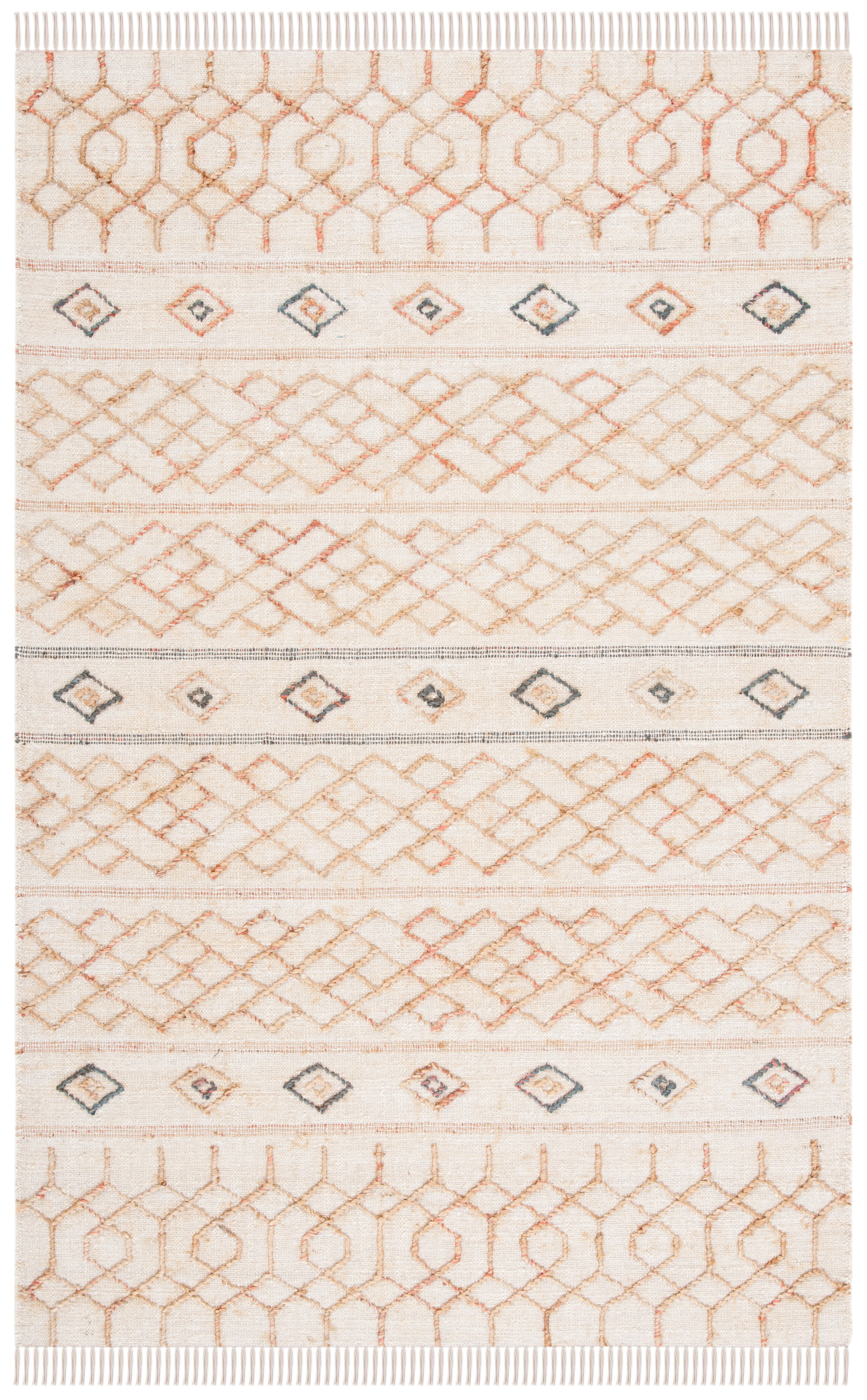 Ivory Geometric Handwoven Natural Fiber 5' x 8' Area Rug