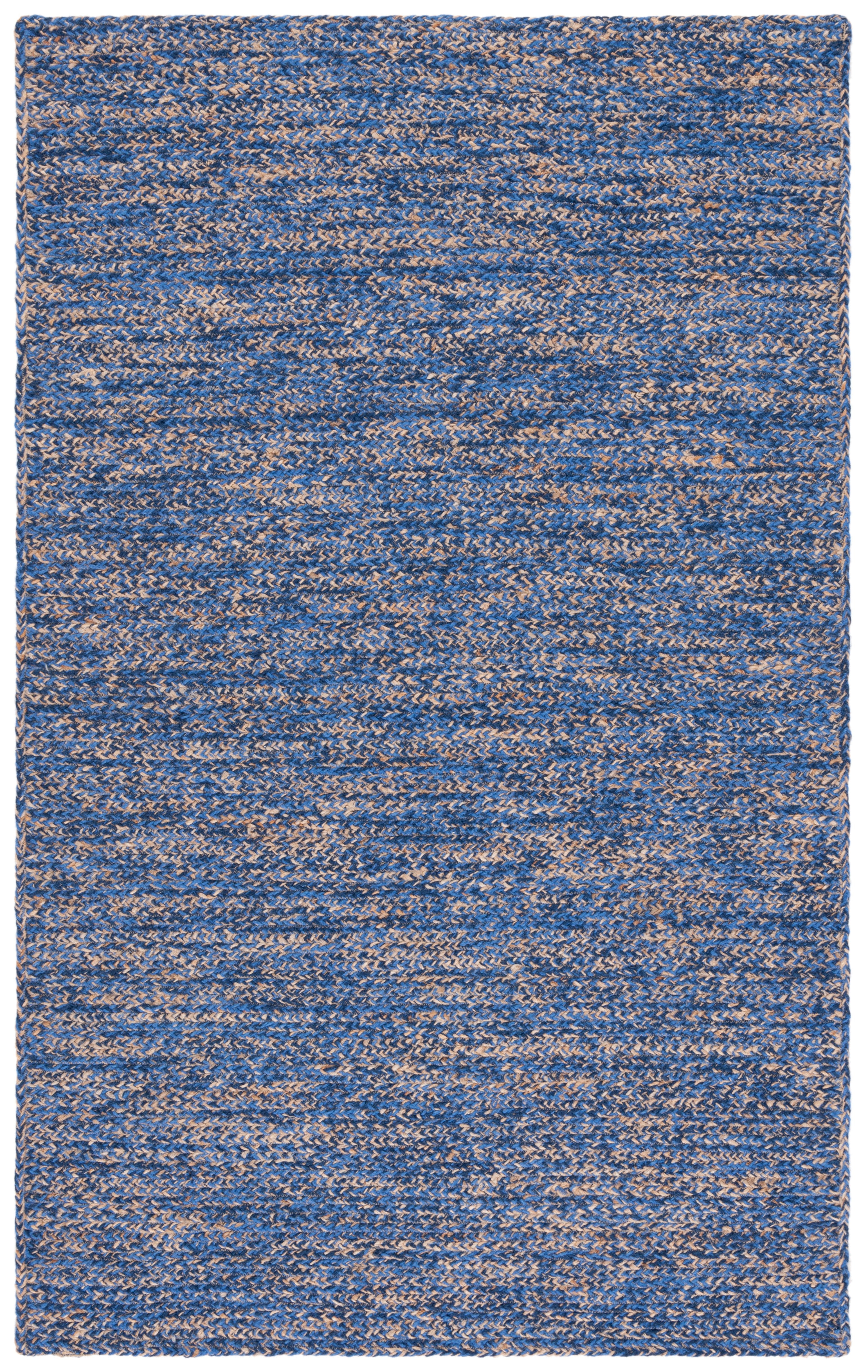 Handmade Blue Wool Rectangular Area Rug, 5' x 8'