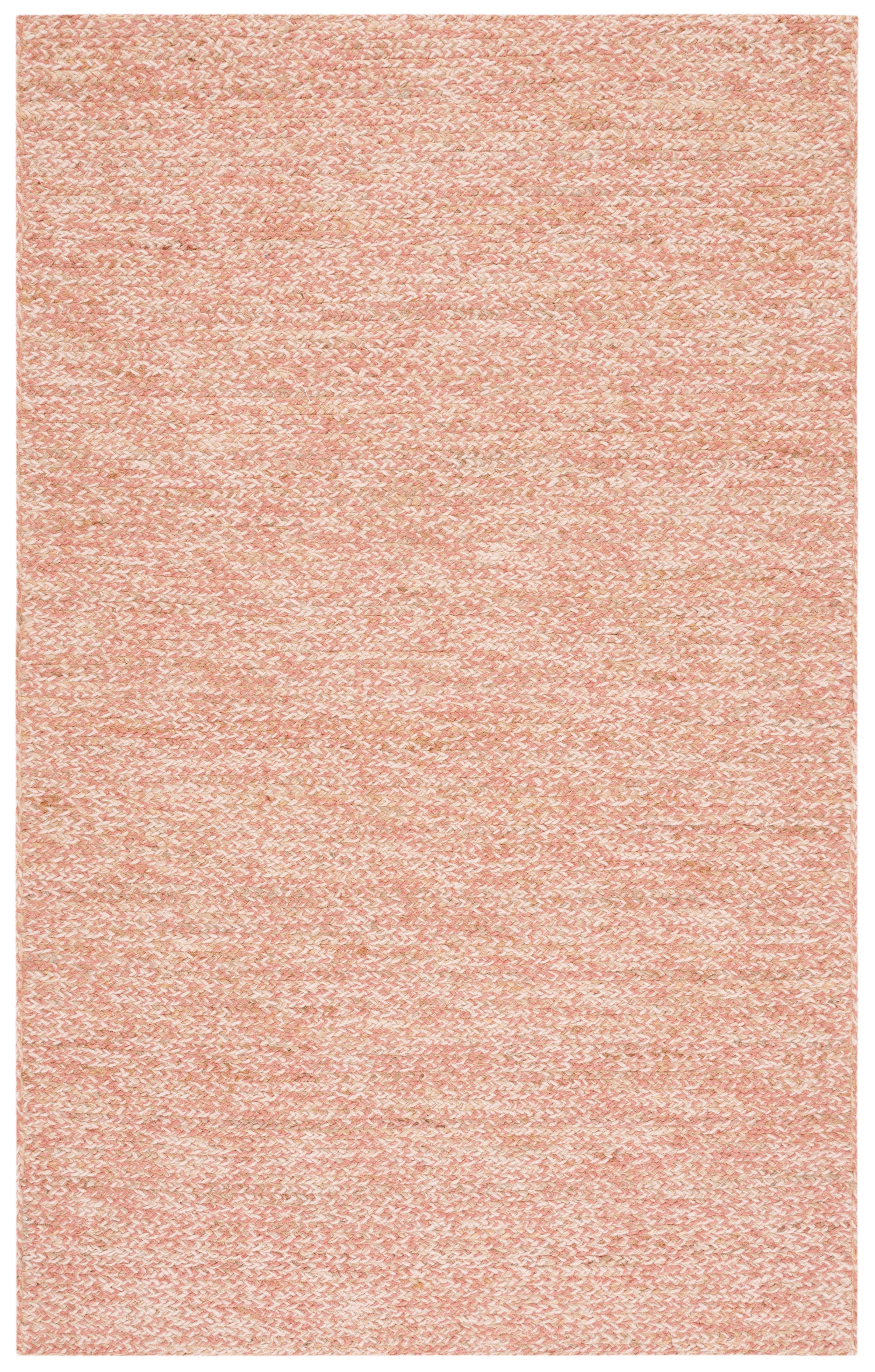 Handmade Pink and Natural Wool Area Rug 3' x 5'