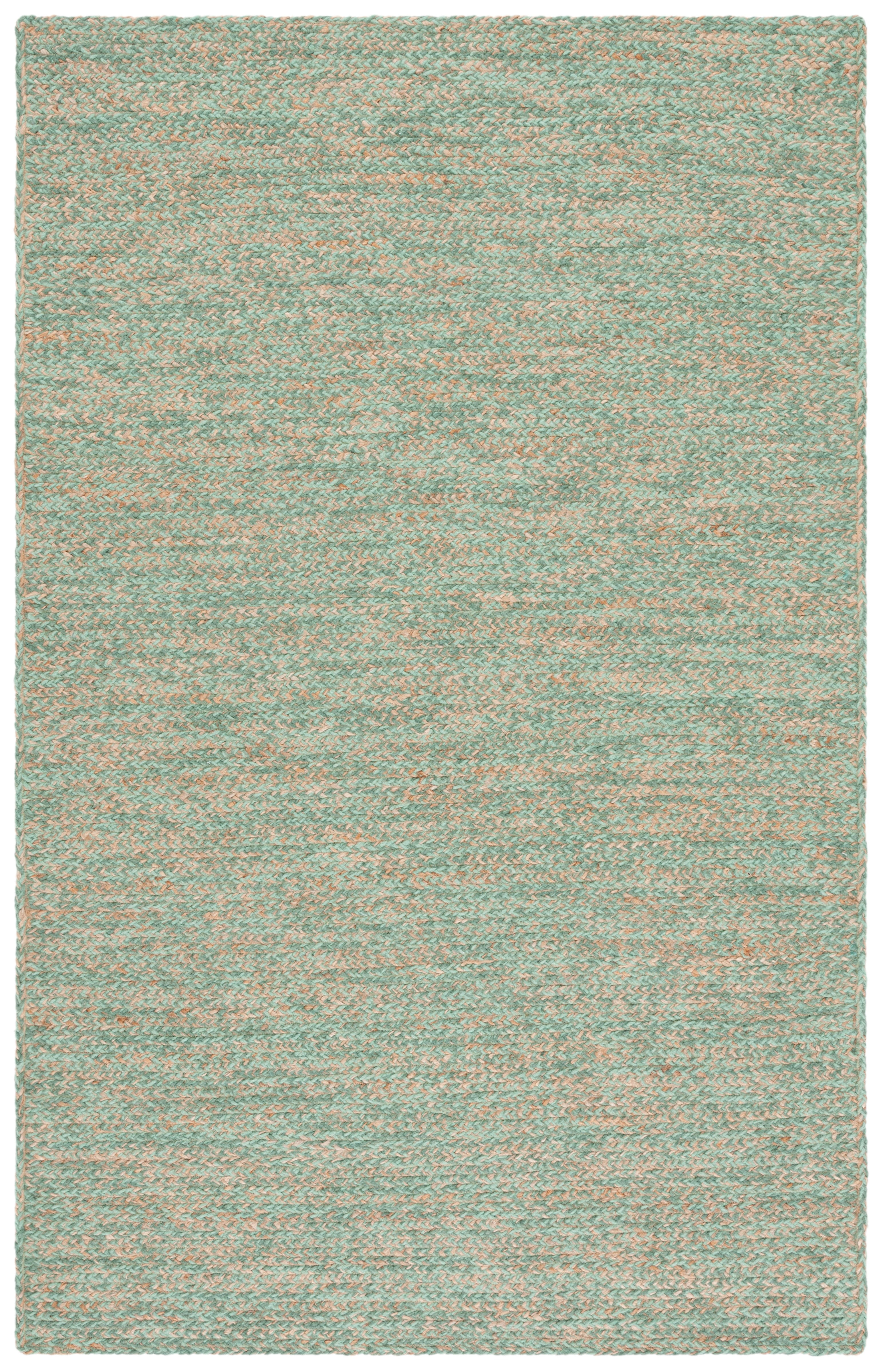 Geordie Green and Natural Hand-Knotted Wool Area Rug, 5' x 8'