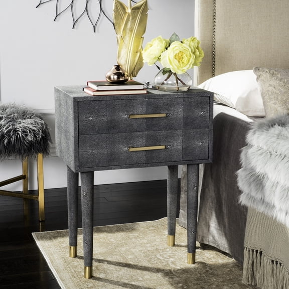 Safavieh Couture Nour Glam Resin and Metal End Table, Black