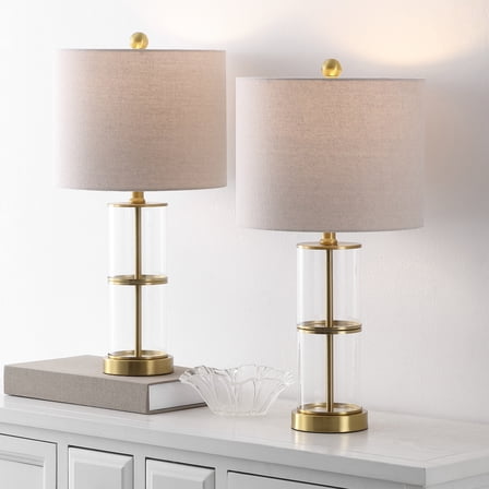 Safavieh Nalla 11.5" Modern Glass Table Lamp, Clear/Gold, Set of 2