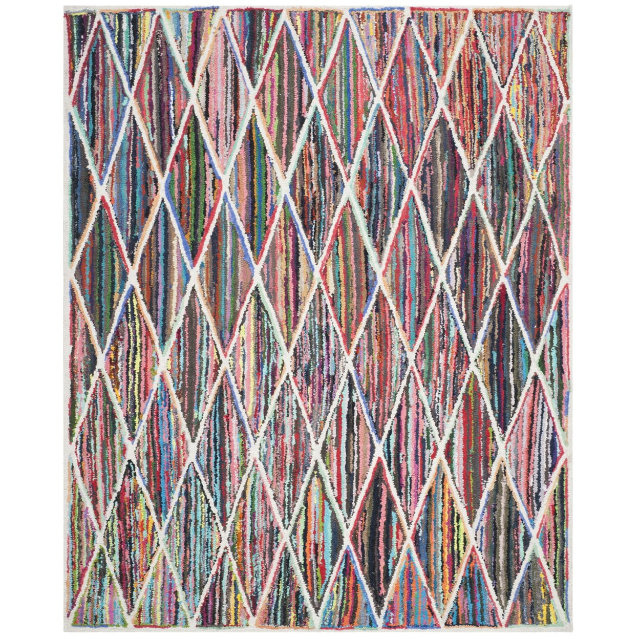 Multi-Color Geometric Pattern Hand-Tufted Wool Area Rug