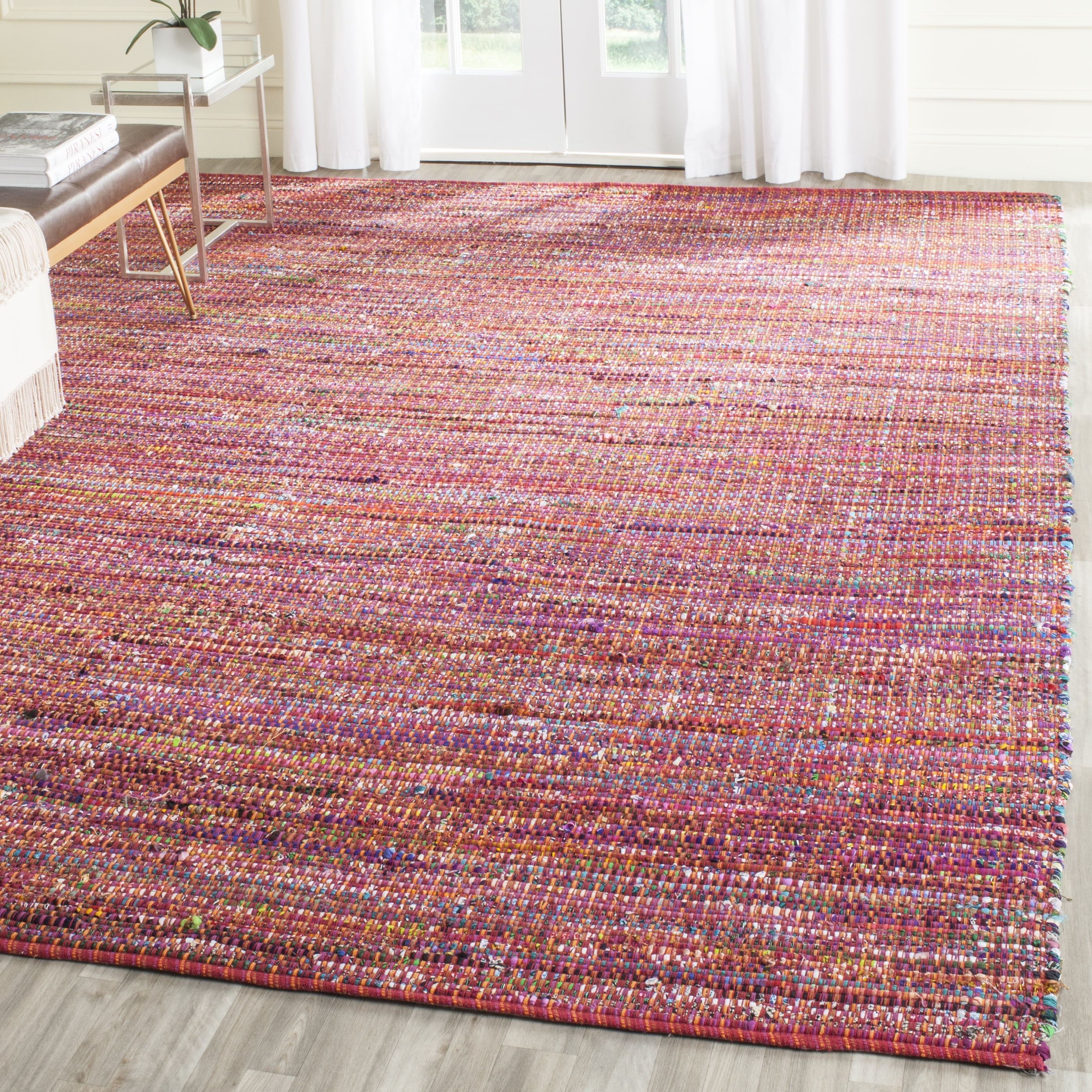 Hand-Tufted Red Cotton 8' x 10' Reversible Area Rug