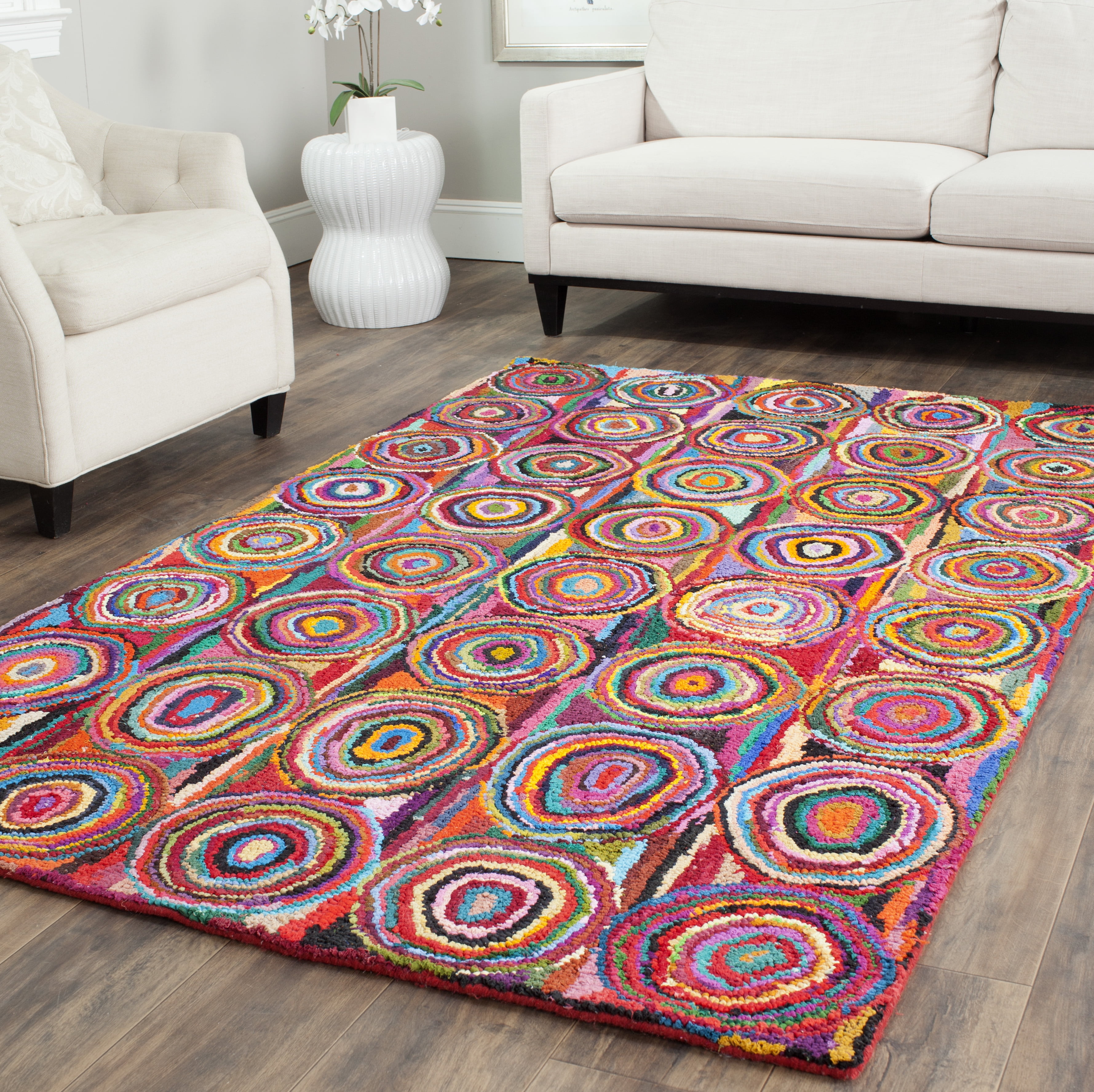 Hand-Tufted Multicolor Cotton Rectangular 10' x 14' Area Rug