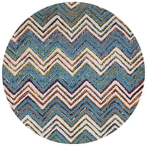 SAFAVIEH Nantucket Warner Striped Area Rug, Beige/Blue, 4' x 4' Round