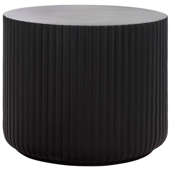 Safavieh Napa Outdoor Modern Cement Round End Table, Matte Black