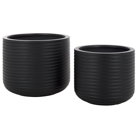 Safavieh Nardo Cement Modern Solid Round Black Plant Pot 2 Count