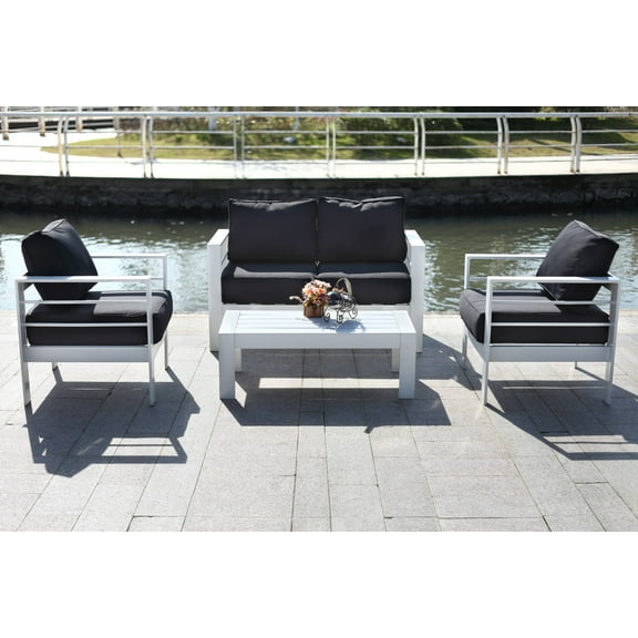 Safavieh Nason 4 Piece Contemporary Outdoor Living Set