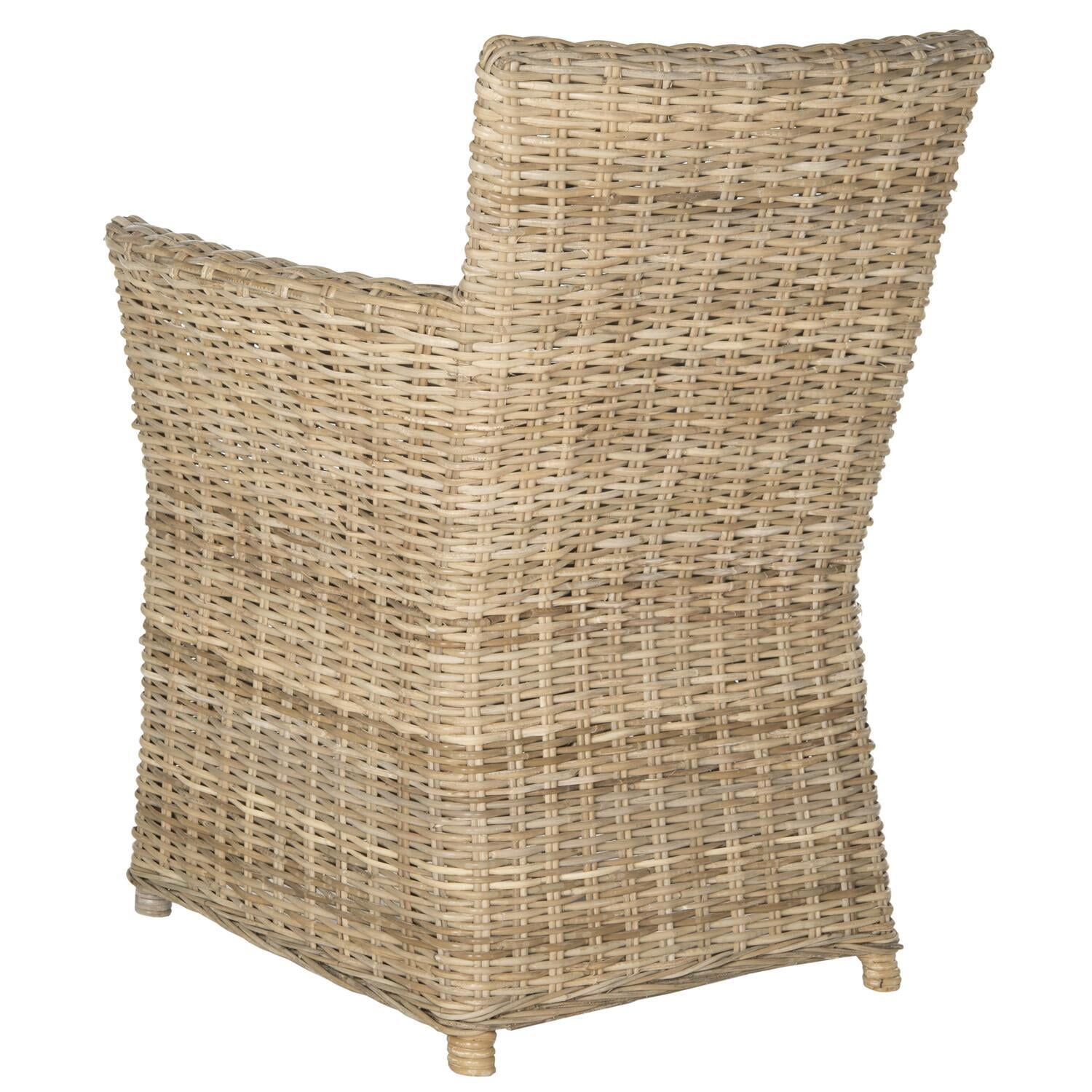 Gray Rattan Transitional Accent Arm Chair