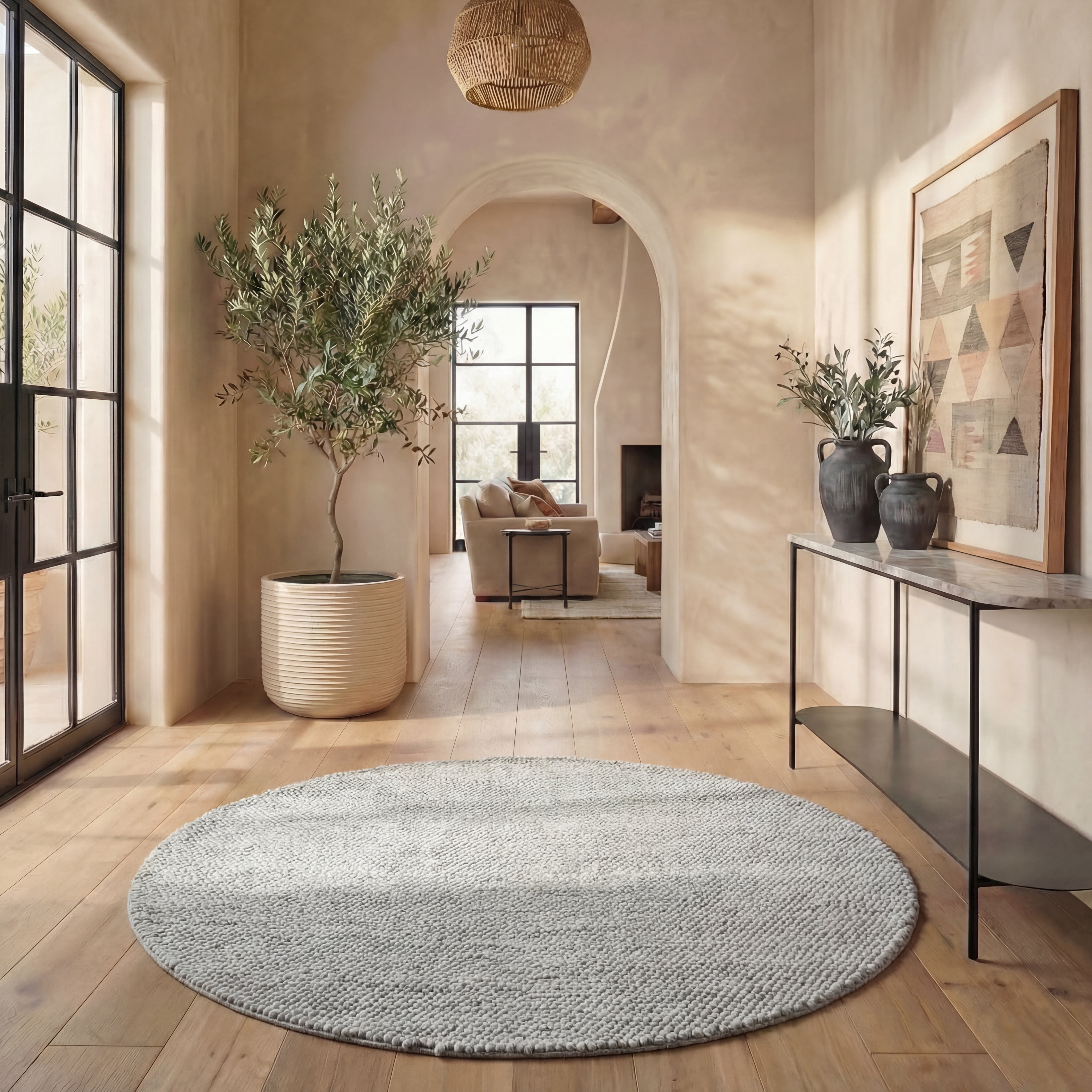 Safavieh Natura Willoughby Distressed Area Rug, Silver, 8' x 8' Round