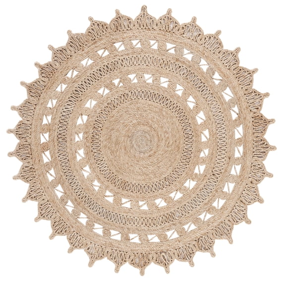 SAFAVIEH Natural Fiber Goran Geometric Area Rug, Natural, 4' x 4' Round