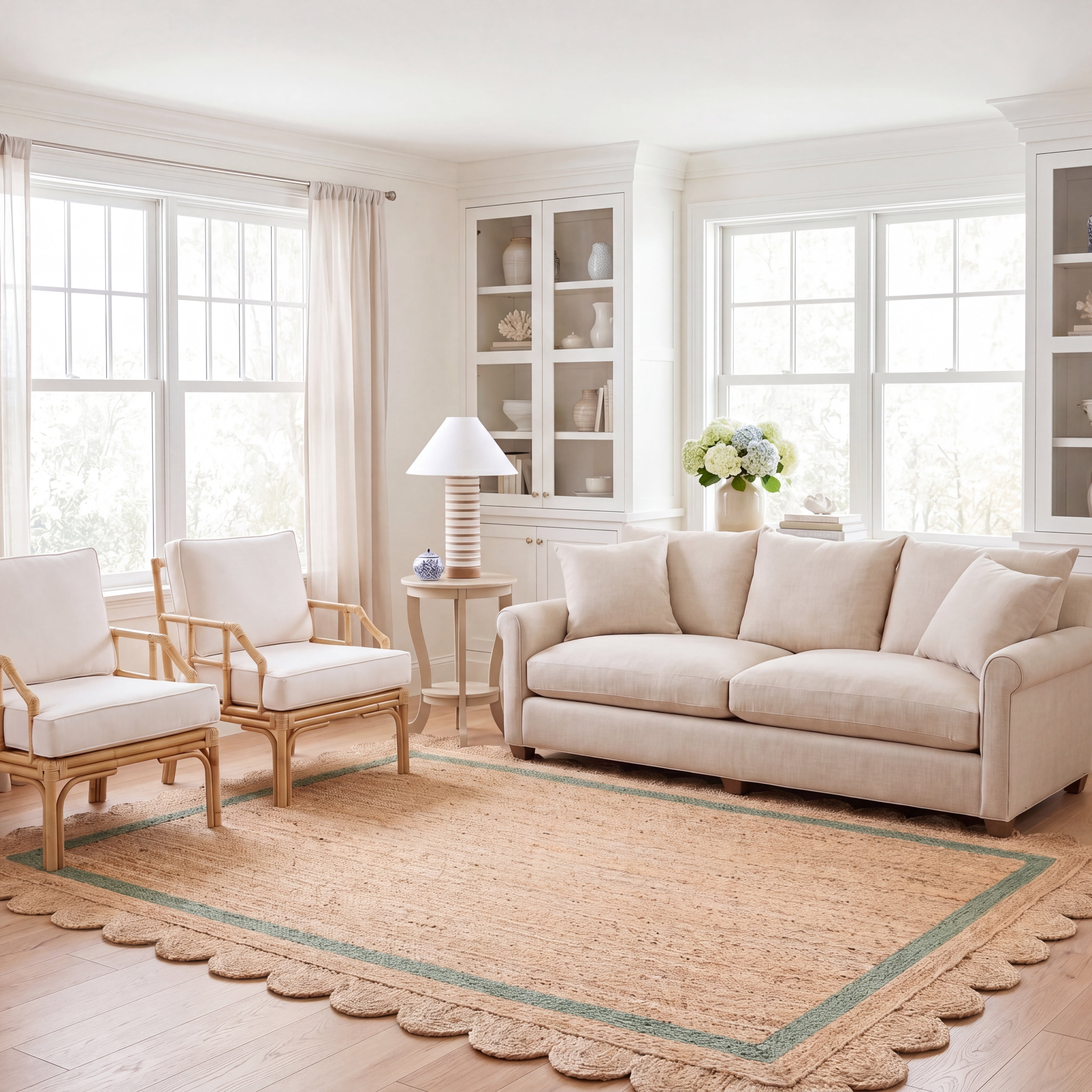 Safavieh Natural Fiber Archibald Bordered Area Rug, Natural/Light Green, 9' x 12'
