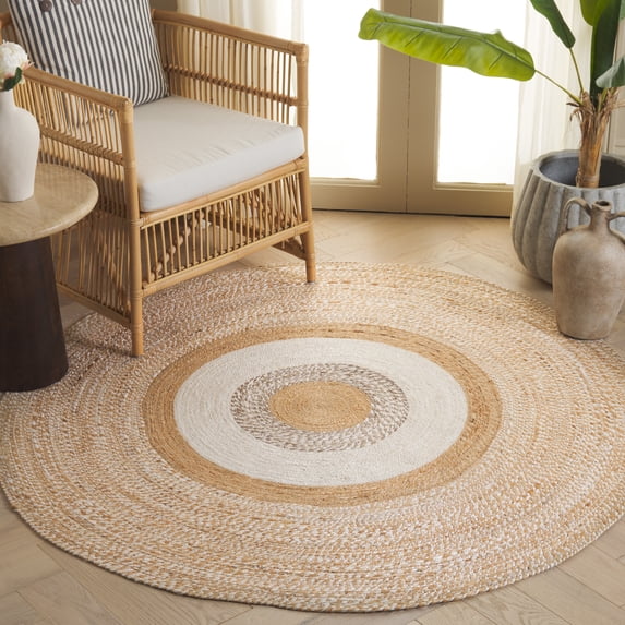 Safavieh Natural Fiber Arline Bordered Area Rug, Natural/Ivory, 5' x 5' Round