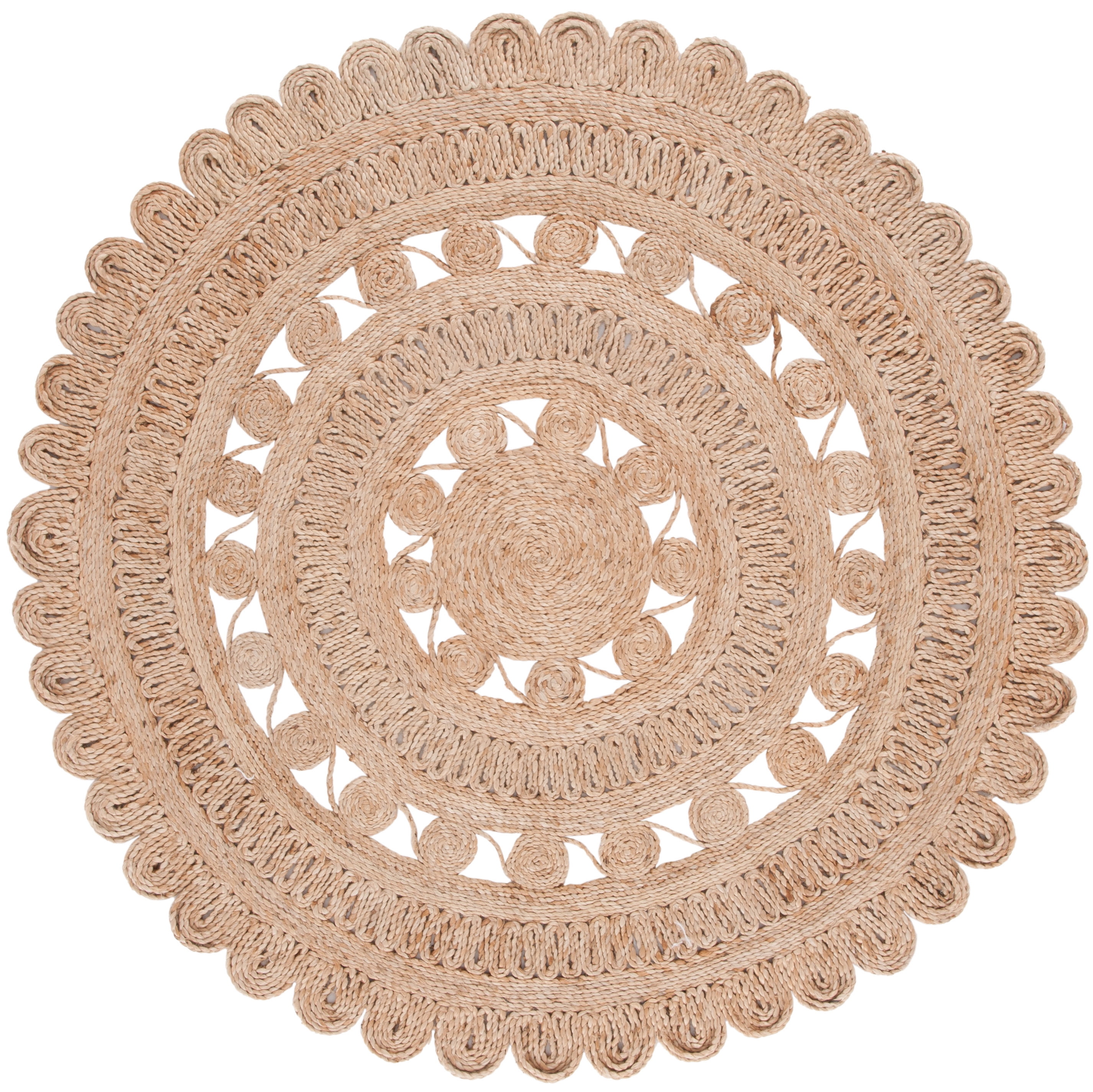 SAFAVIEH Natural Fiber Ayleen Geometric Area Rug, Natural, 4' x 4' Round