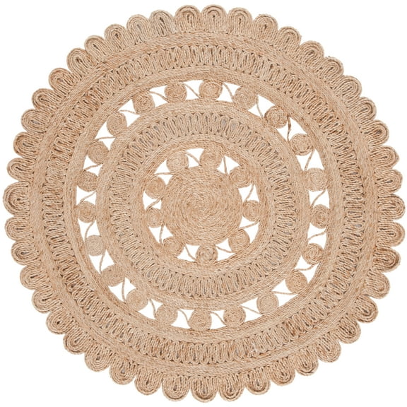 SAFAVIEH Natural Fiber Ayleen Geometric Area Rug, Natural, 5' x 5' Round