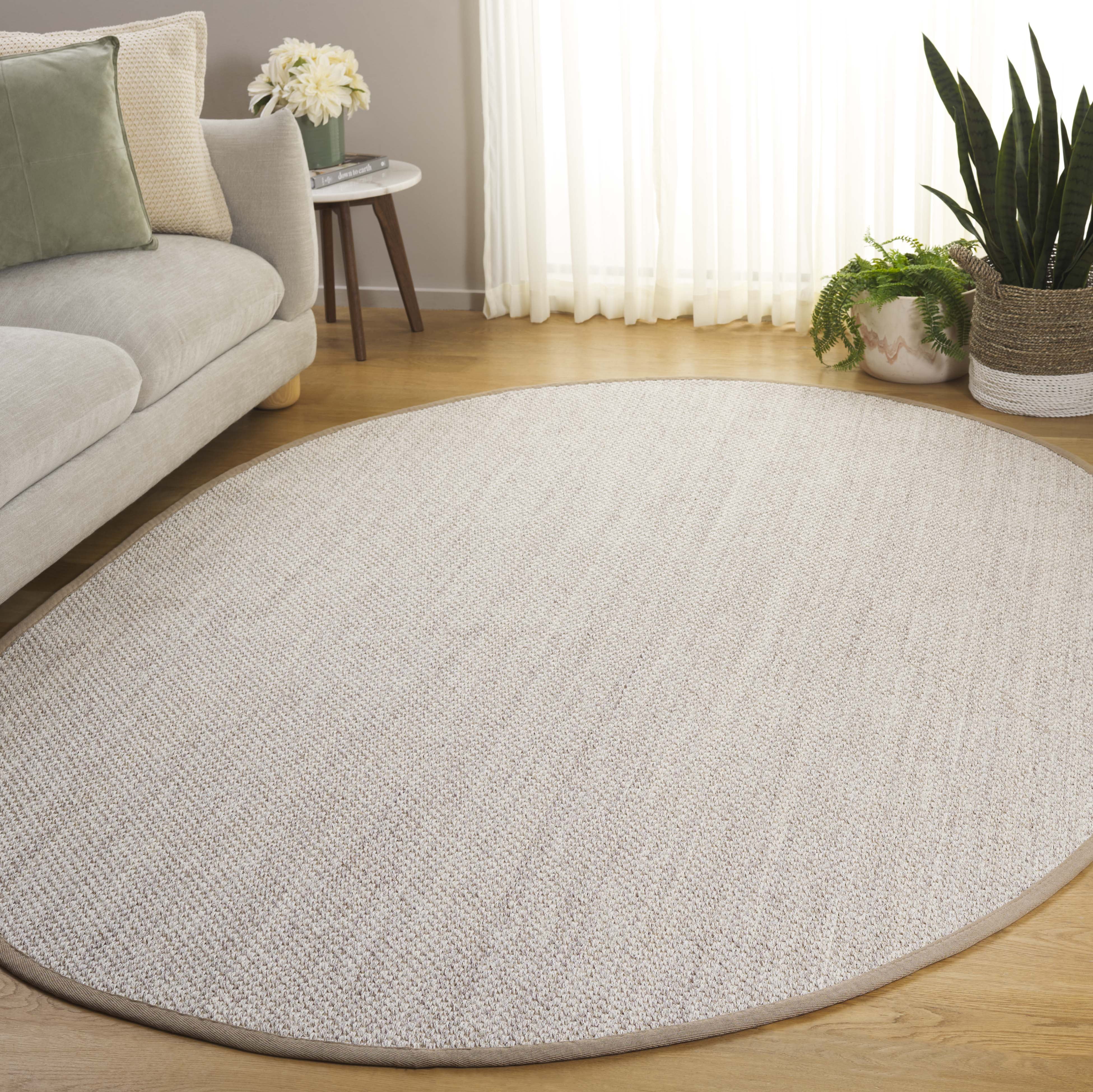 Safavieh Natural Fiber Kentigern Solid Area Rug, Marble/Linen, 3' x 5' Oval