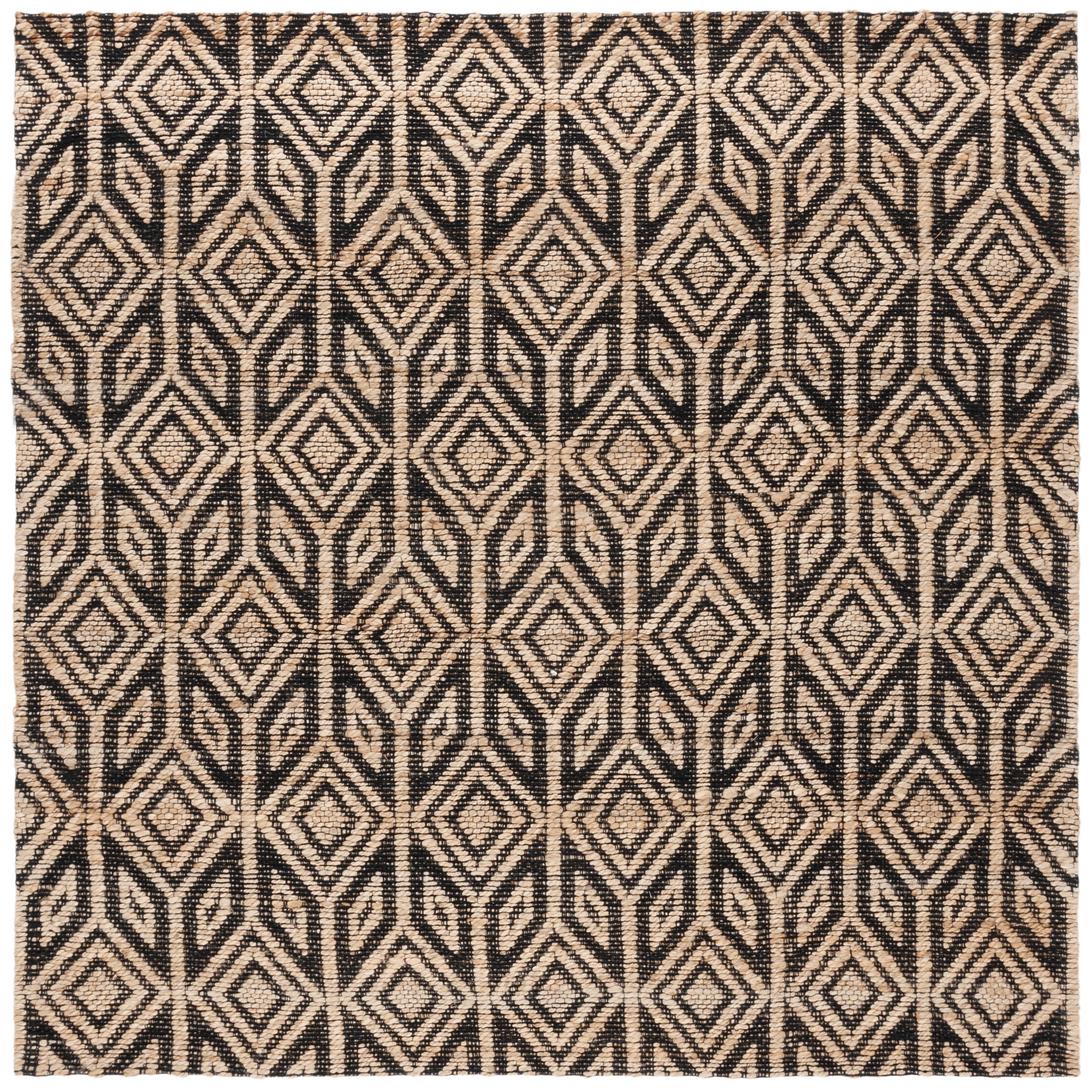 SAFAVIEH Natural Fiber Calanthe Geometric Area Rug, Natural/Black, 6'6" x 6'6" Square