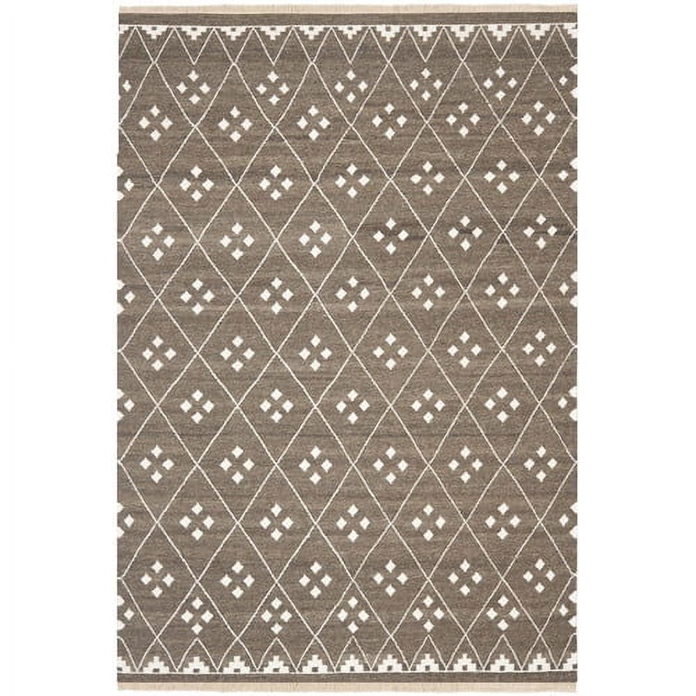 Handmade Brown Wool and Viscose Rectangular Area Rug 2' x 3'