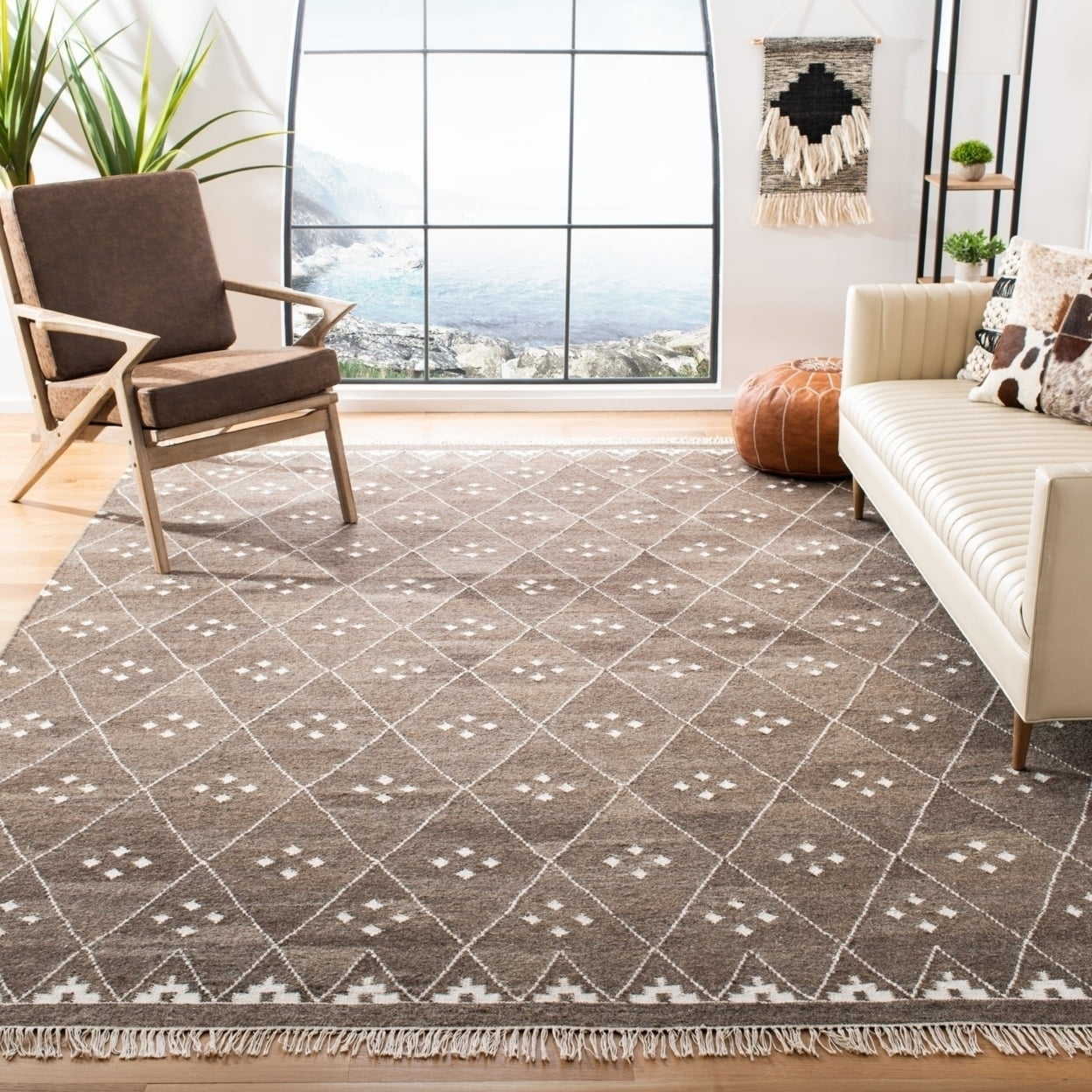 Natural Kilim NKM316 Hand Woven Area Rug - Brown/Ivory - 5'x8' - Safavieh.